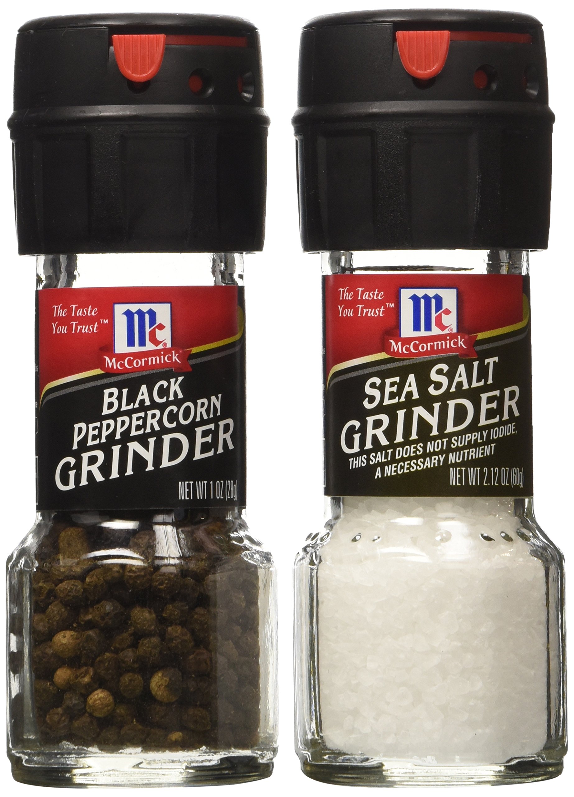 Seasoning Bundle - 2 Items: McCormick Sea Salt Grinder 2.12 Oz. & Black  Peppercorn Grinder 1.0 Oz