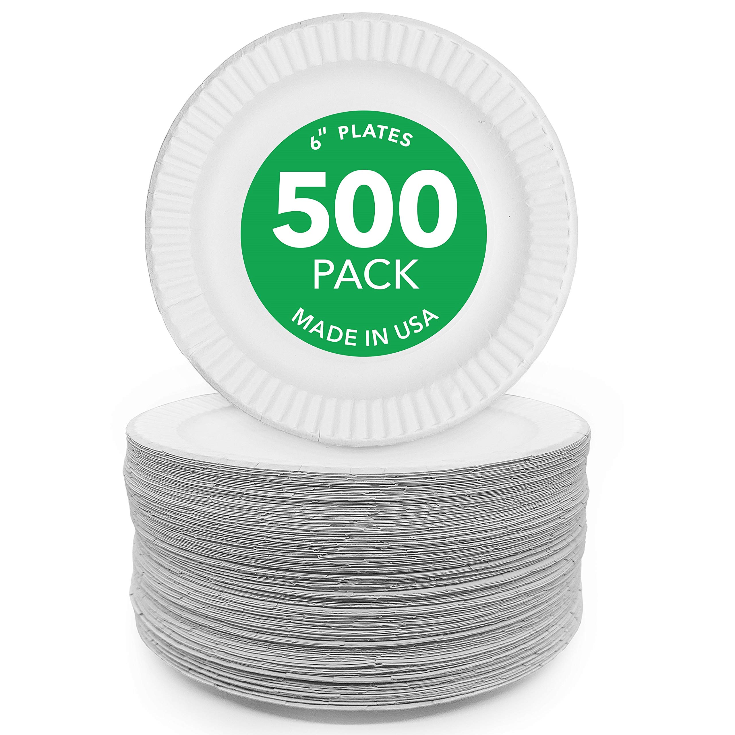 Great Value Uncoated, Microwave Safe, Disposable Paper Plates, 6, White,  100 Count 