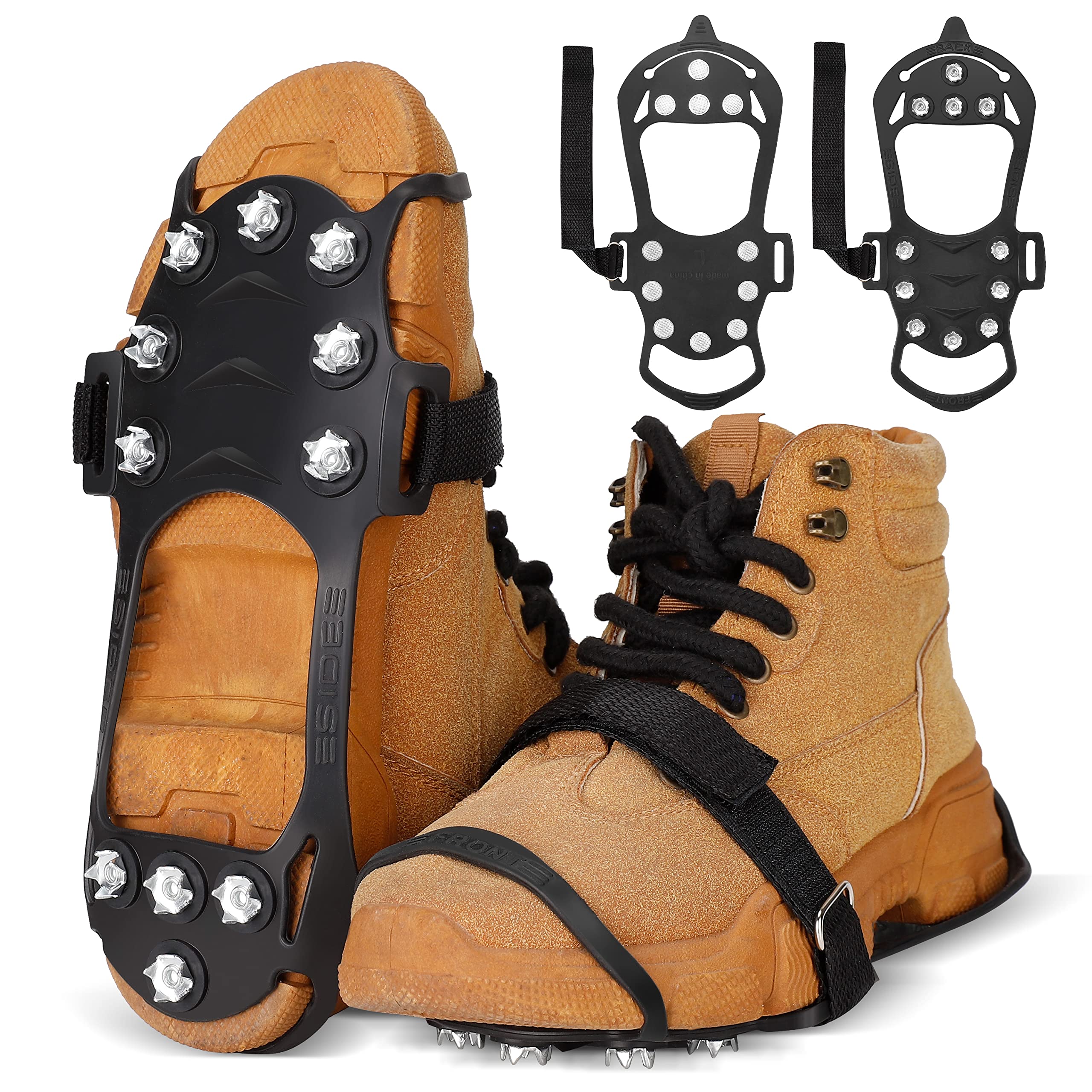 Carryown Ice Snow Grips Traction Cleats Shoe Ice Anti Slip Ice Cleats for  Shoes and Boots Ice Spikes Crampons (S, M, L, XL) M (Men:5-8/ Women:7-10)  11 Studs
