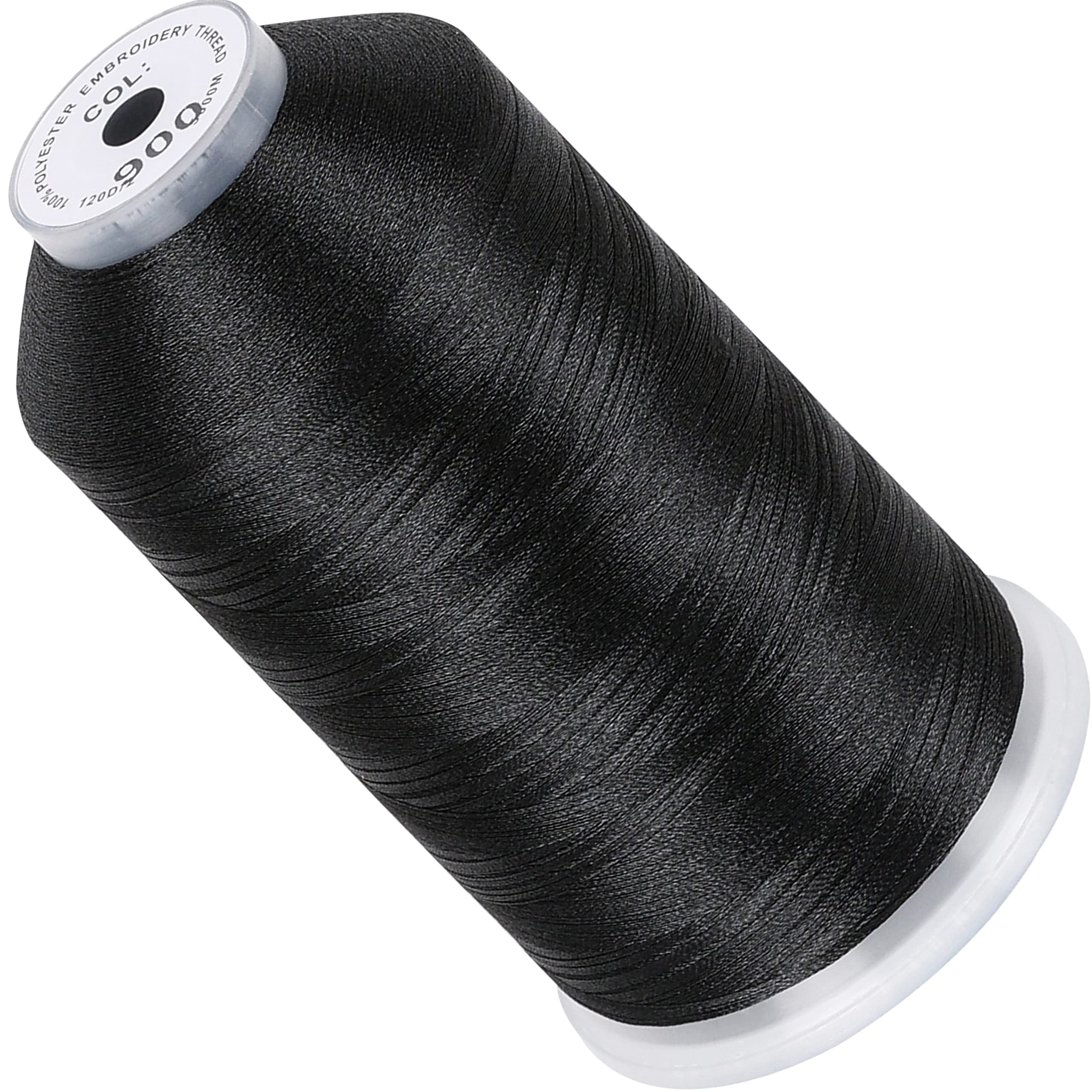 New brothread - Single Huge Spool 5000M Each Polyester Embroidery Machine  Thread 40WT for Commercial and Domestic Machines - Black Black-900