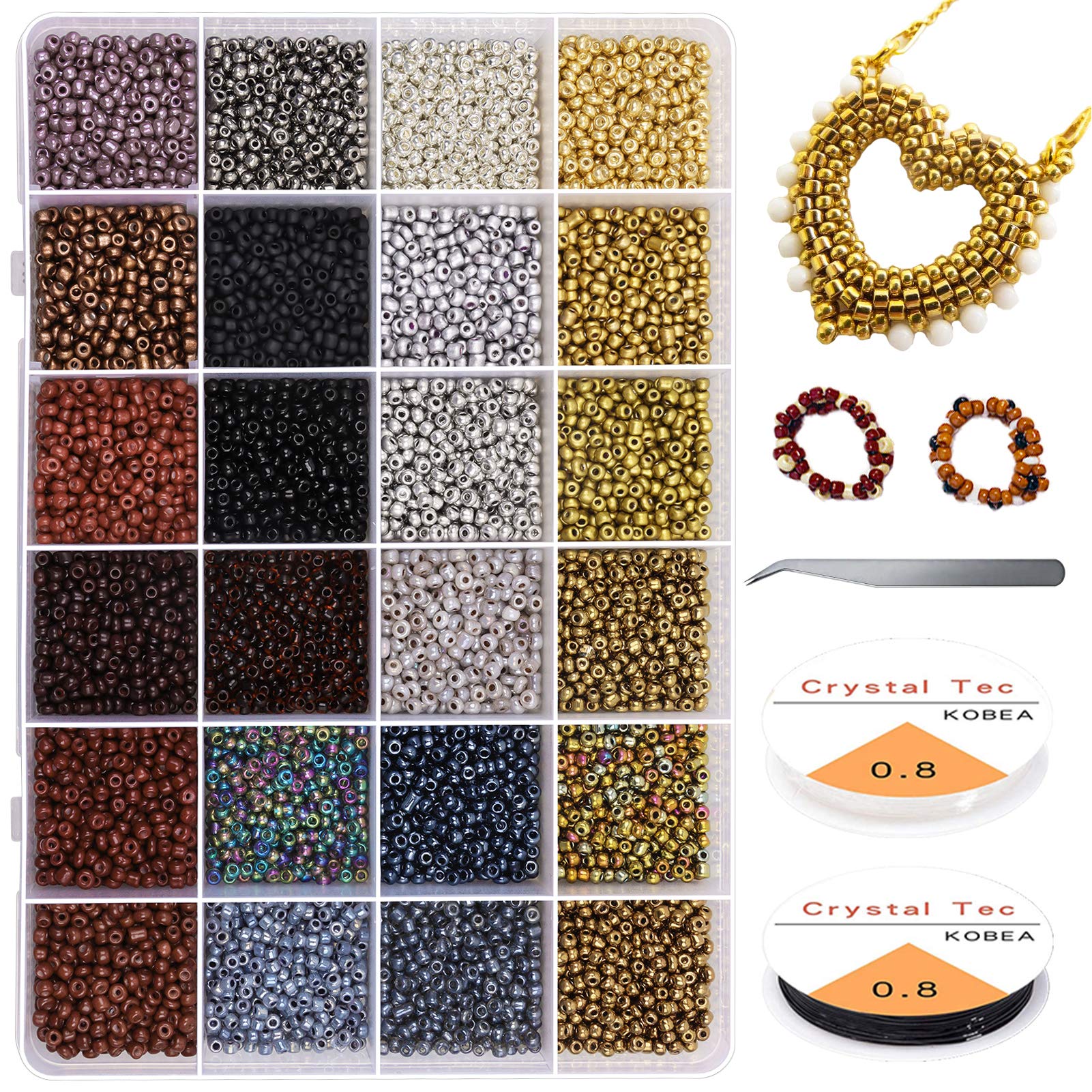 Seed Beads for Bracelets, 24 Colors 3mm Colored Small Glass Beads