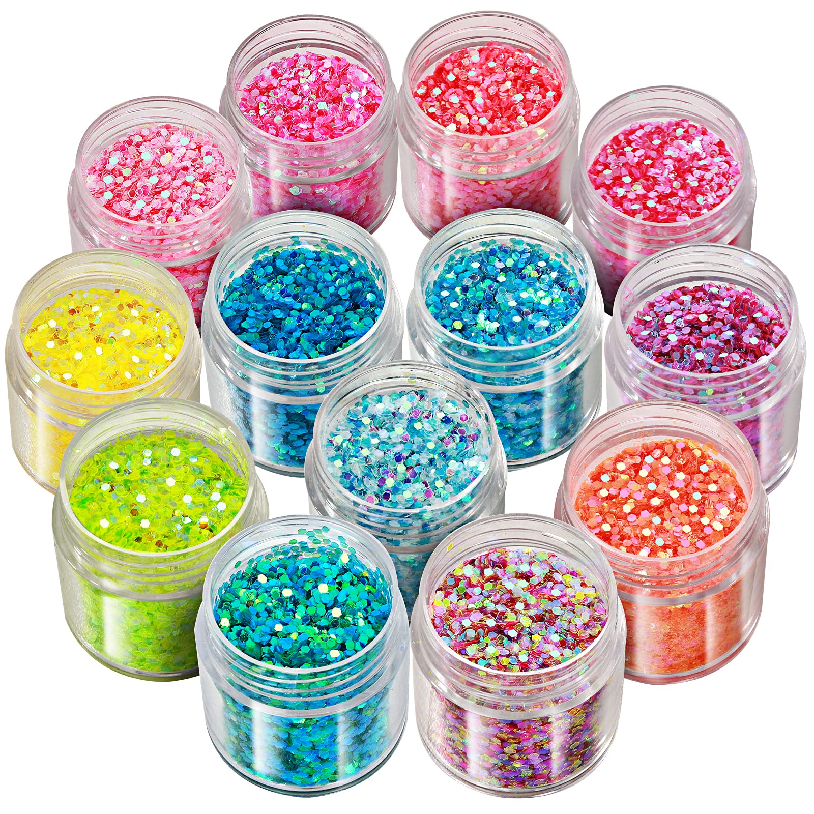 Glitter, 13 Colors Holographic Iridescent Rainbow Sequins Nail Glitter Face Hair Eye Makeup Cosmetic Festival Glitter