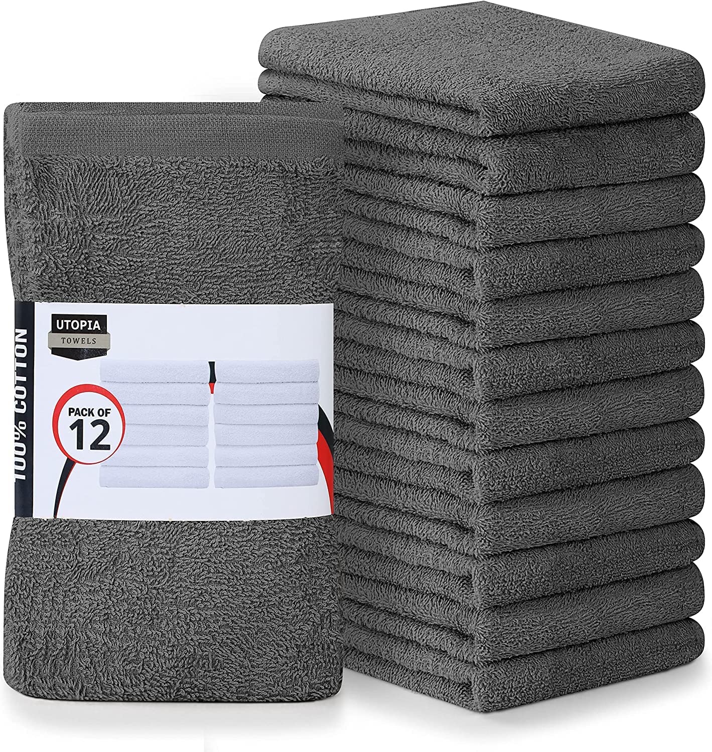 Utopia Towels Kitchen Bar Mops Towels, Pack of 12 Towels - 16 x 19 Inches,  100% Cotton Super Absorbent Grey Bar Towels, Multi-Purpose Cleaning Towels  for Home and Kitchen Bars 12 Pack Grey