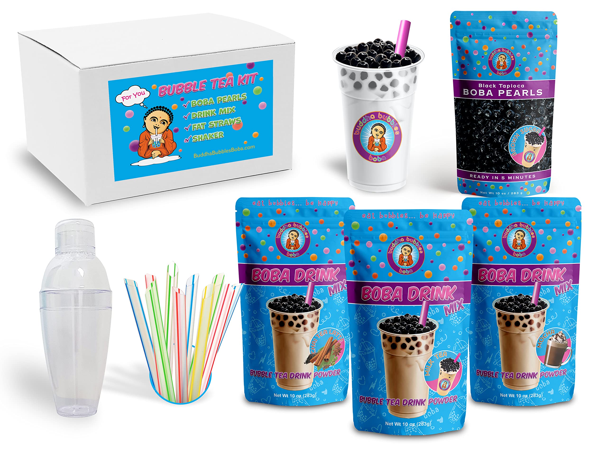 CHAI LATTE, MOCHA, MILK TEA - D.I.Y. Jumbo Boba / Bubble Tea Kit / Gift Box  by Buddha Bubbles Boba