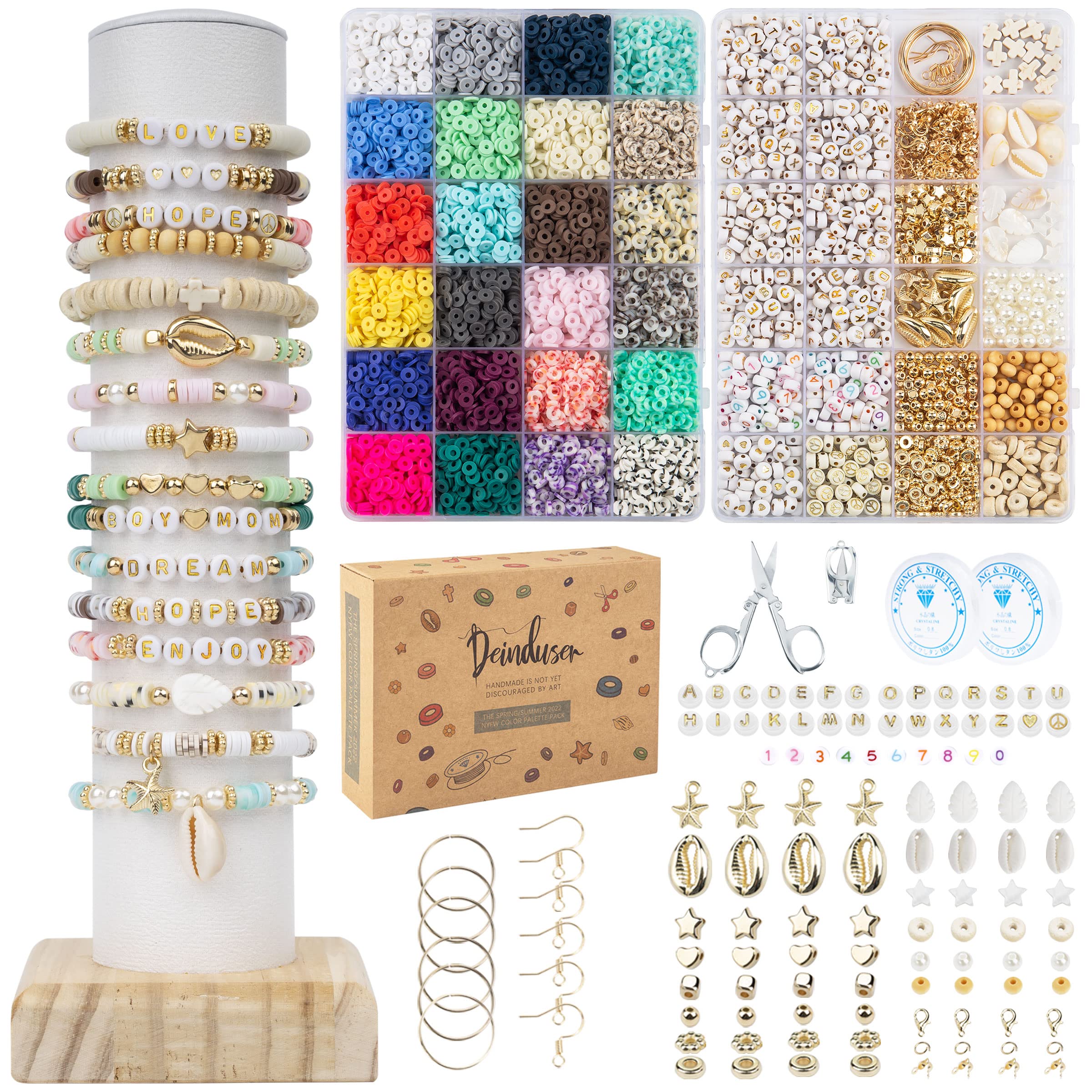 Deinduser Clay Beads 7200 Pcs 2 Boxes Bracelet Making Kit - 24