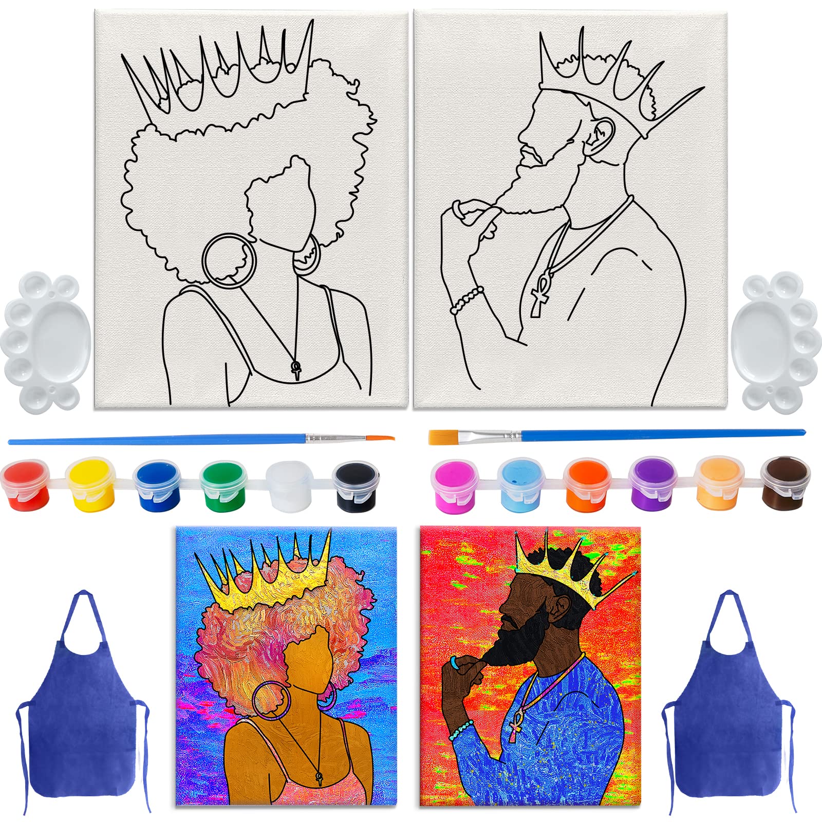 Pre Drawn/outlined Canvas, Kid/adult Painting Kit,african