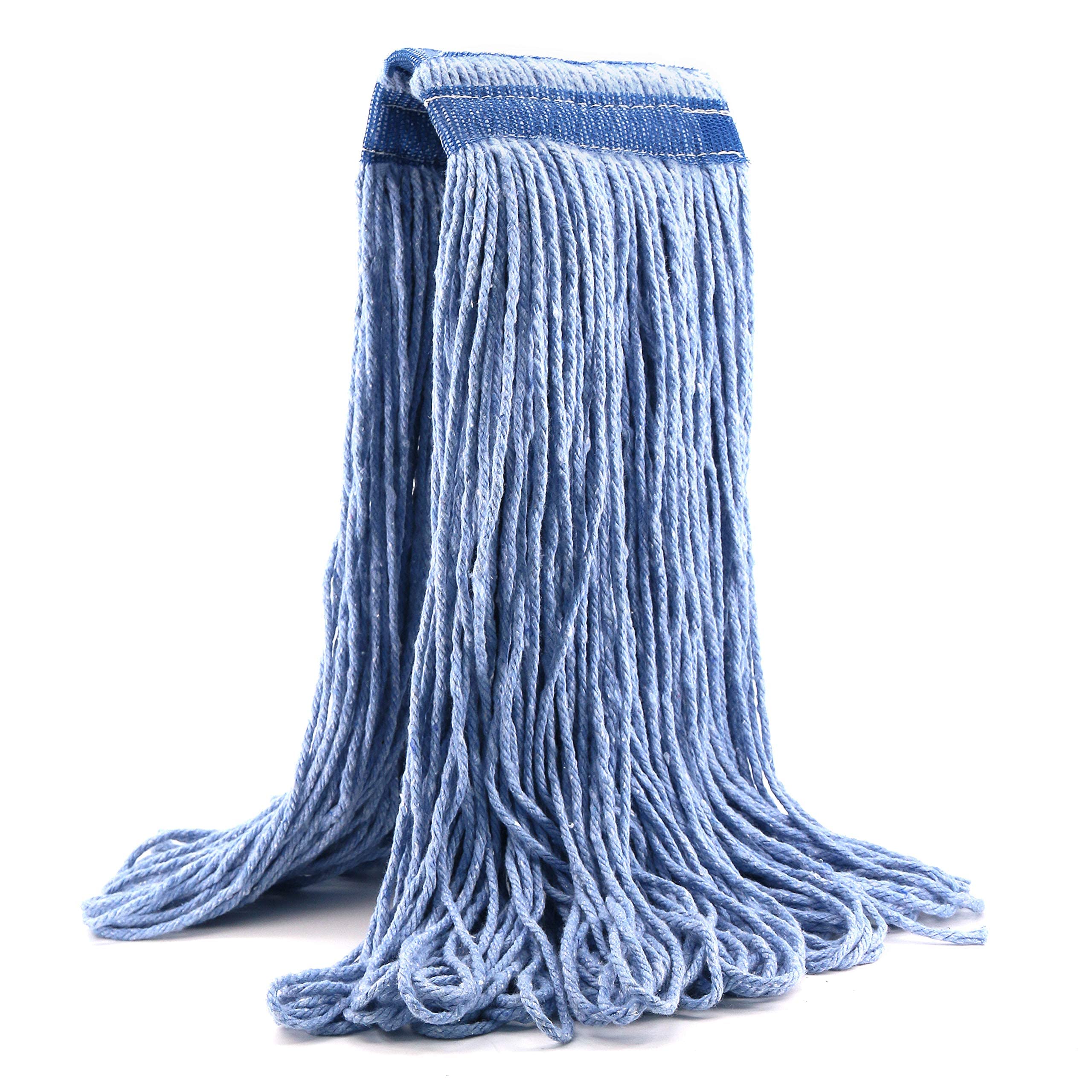 24 oz Loop-End Cotton Mop Head, Heavy Duty Mop Refills, 6 Inch Headband, Mop  Head Replacement for Home, Industrial and Commercial Use (Blue)