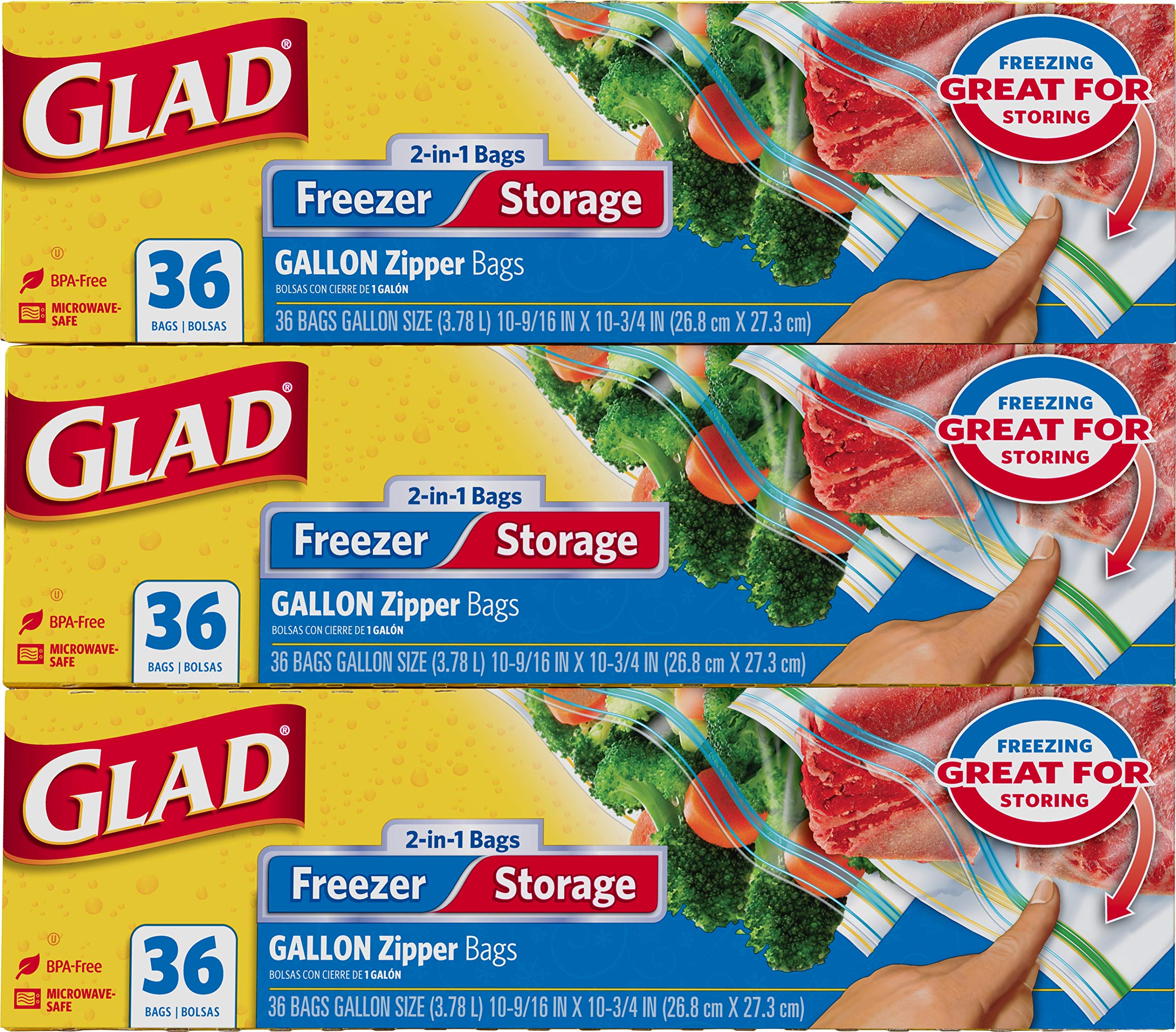 Glad Trash & Food Storage Food Storage and Freezer 2 in 1 Zipper