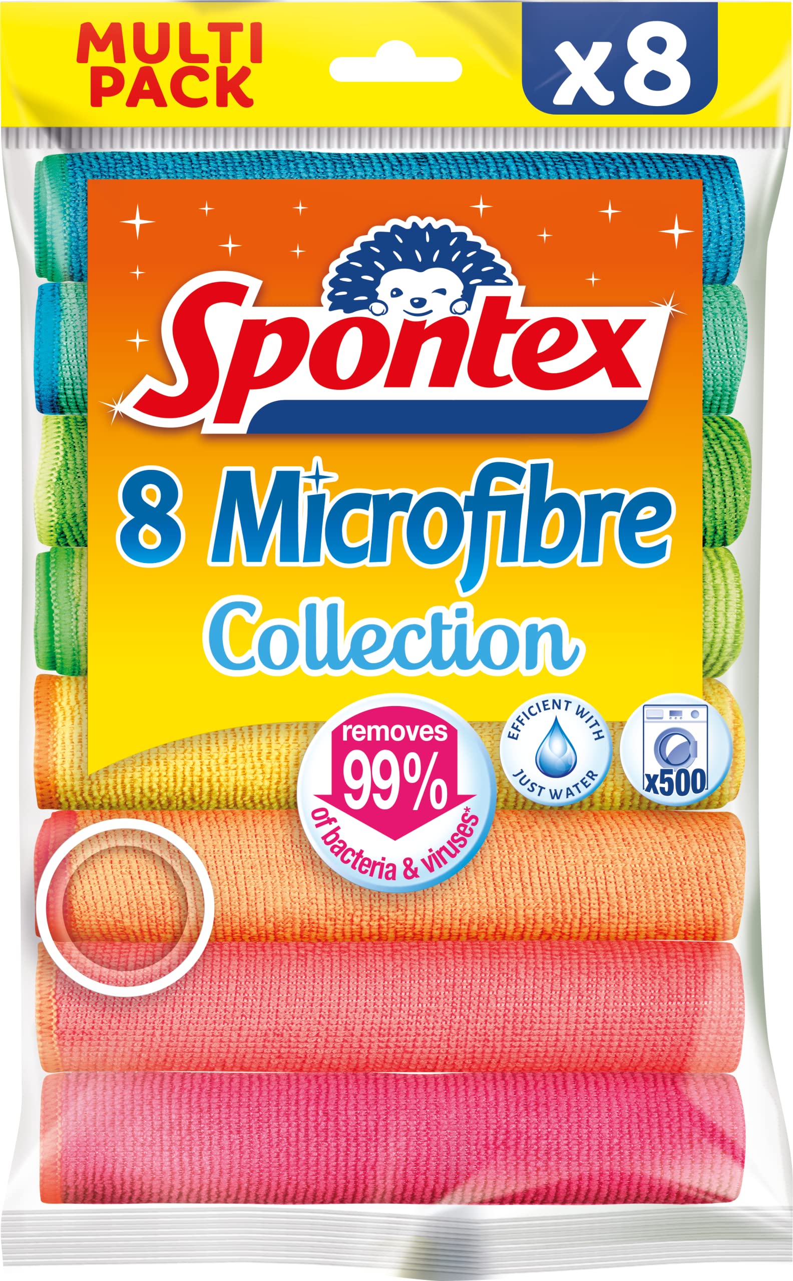 Spontex Microfibre Cloths Value Pack 8 per pack