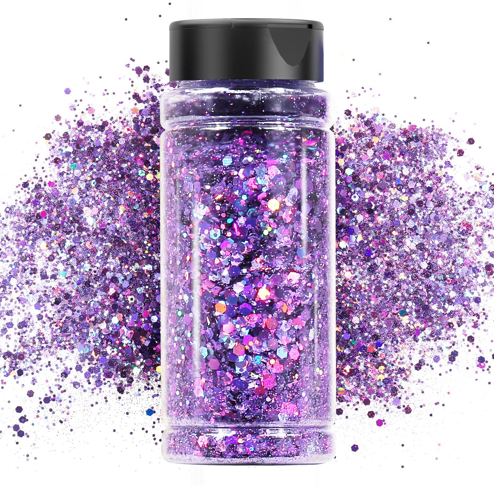 Holographic Chunky Glitter, Light Purple Craft Glitter Powder