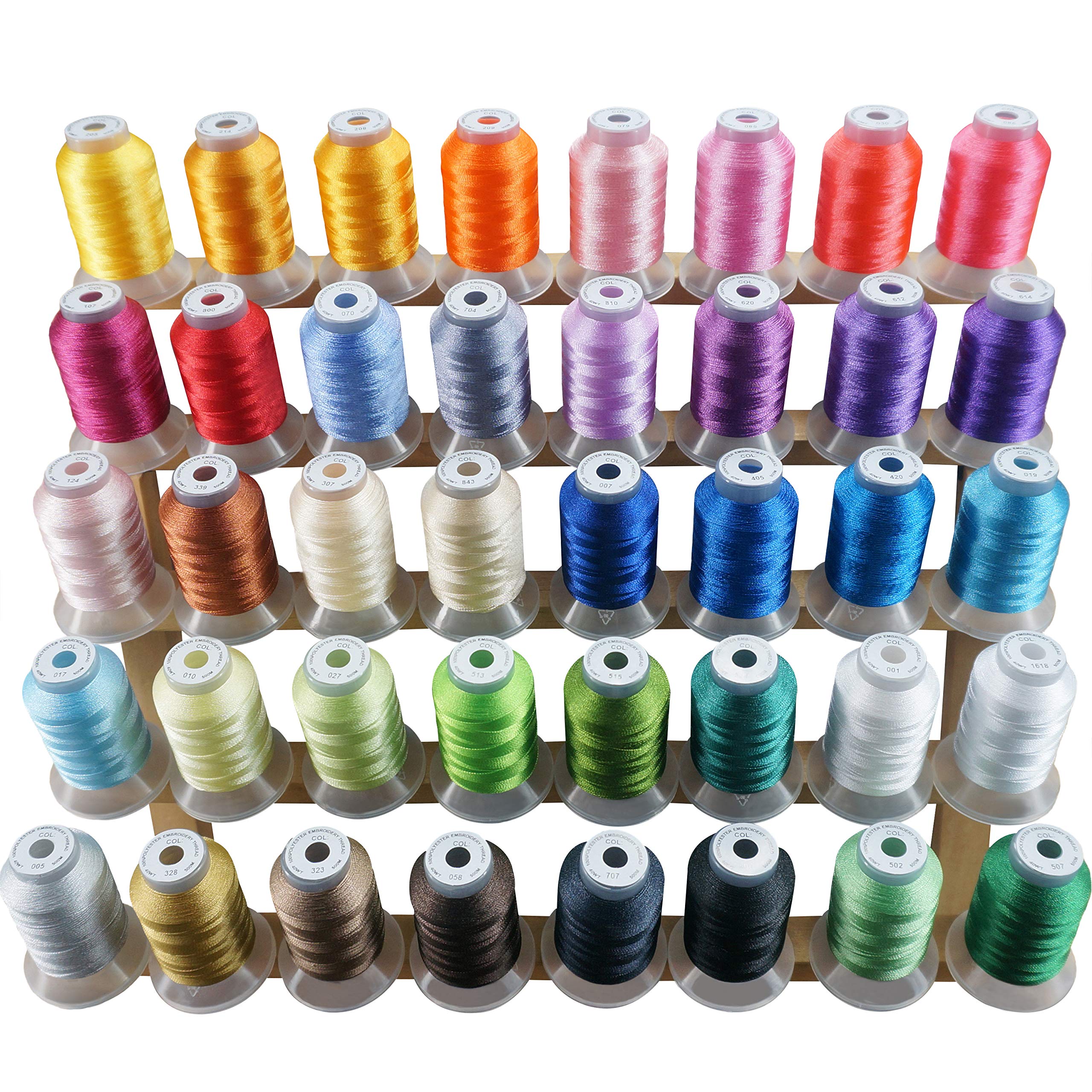 New brothread 40 Brother Colors Polyester Embroidery Machine Thread Kit  500M (550Y) Each Spool for Brother Babylock Janome Singer Pfaff Husqvarna  Bernina Embroidery and Sewing Machines