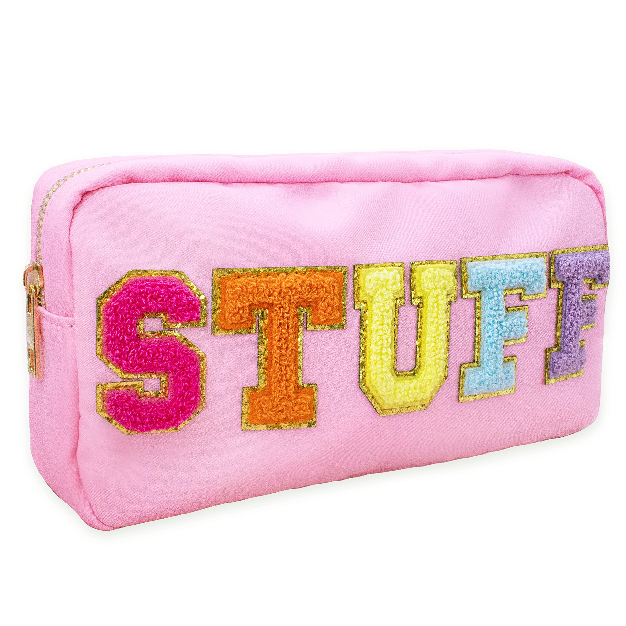 Chenille Letter Clear Makeup Bags Skin Pouch Preppy Patch Makeup