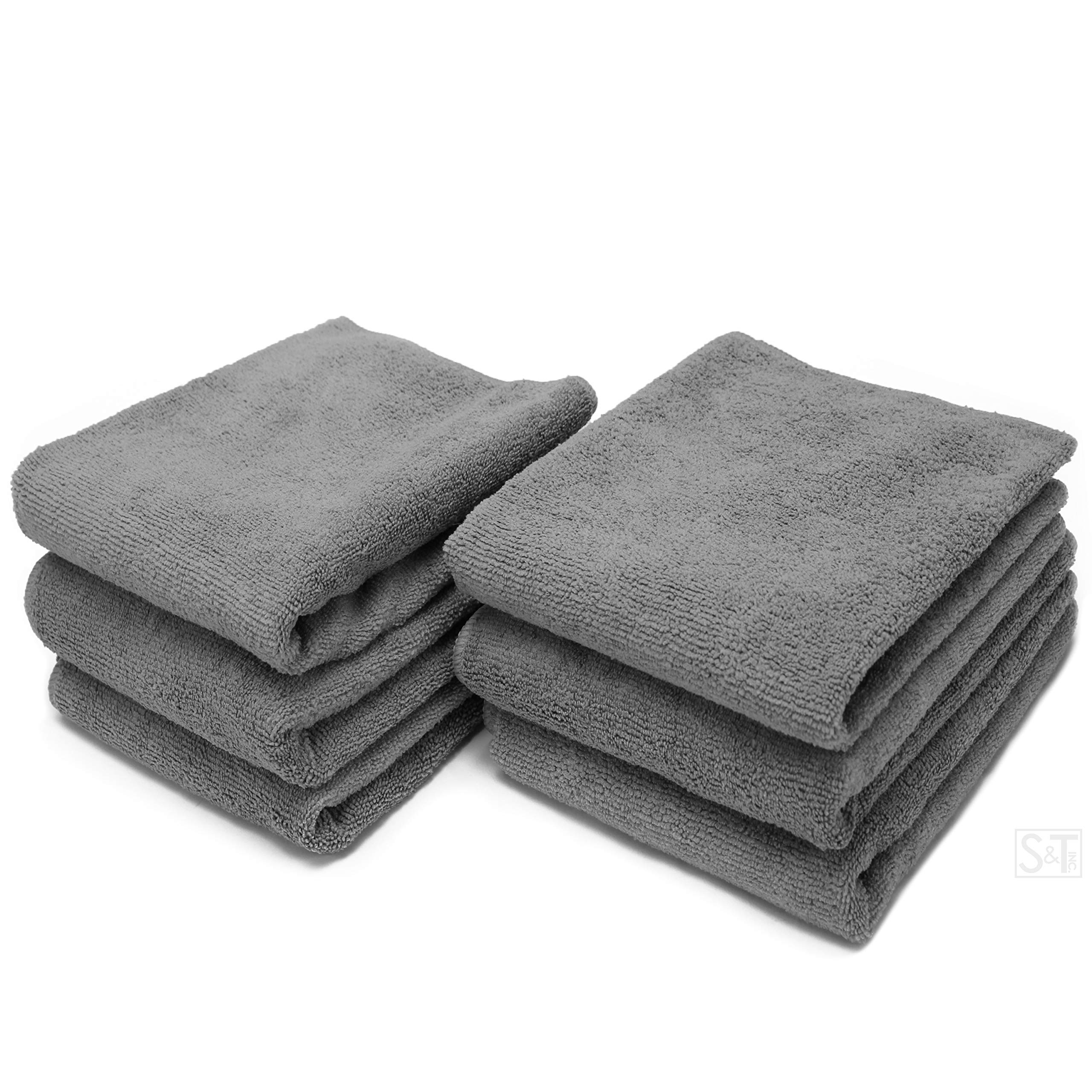 S&T INC. Microfiber Gym Towels for Sweat, Yoga Sweat Towel for Home Gym,  Microfiber Workout Towels for Gym, 16 Inch x 27 Inch, 6 Pack Grey 6 Pack