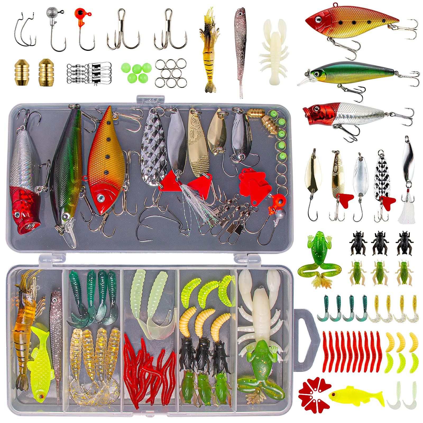 GOANDO Fishing Lures Kit for Freshwater Bait Tackle Kit for Bass Trout Salmon  Fishing Accessories Tackle