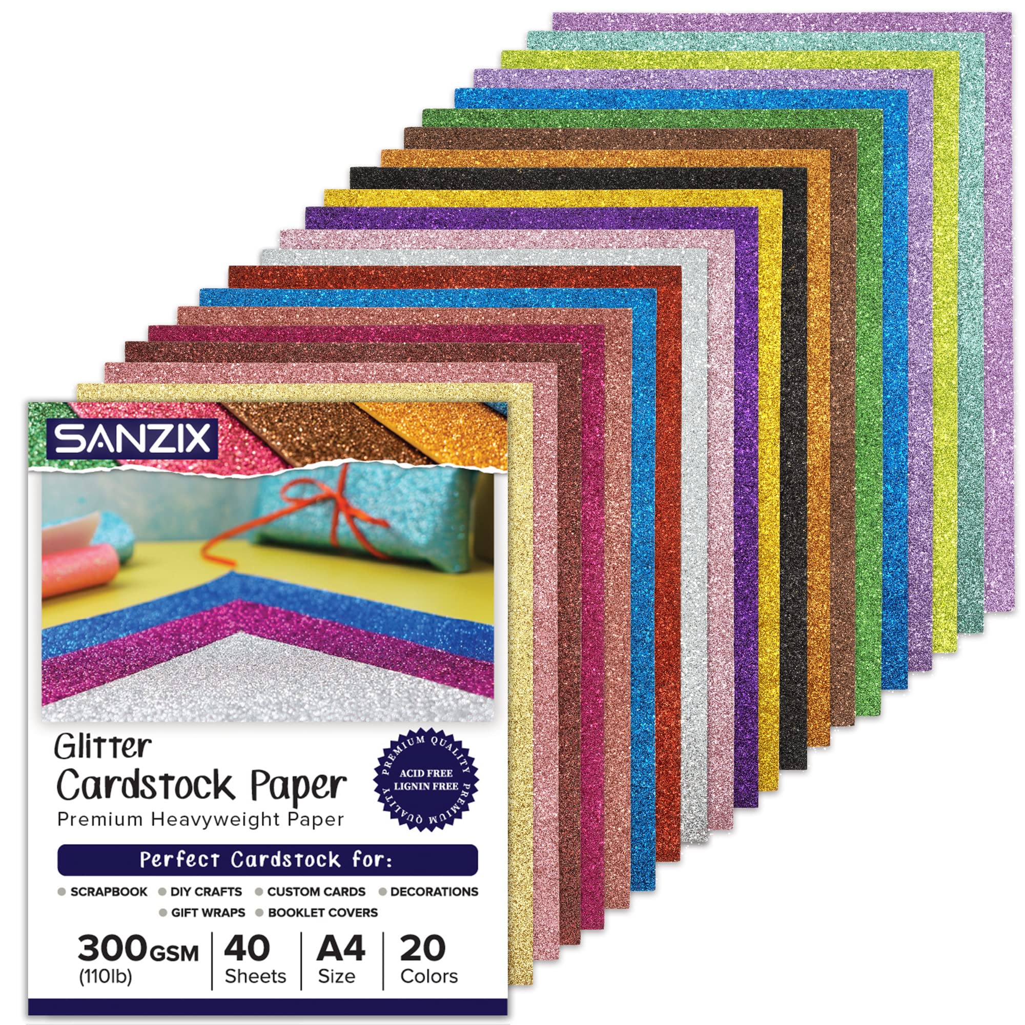 12x12 Black Glitter Cardstock, 300gsm Cardstock, Premium Glitter Cardstock,  Paper for Crafts 