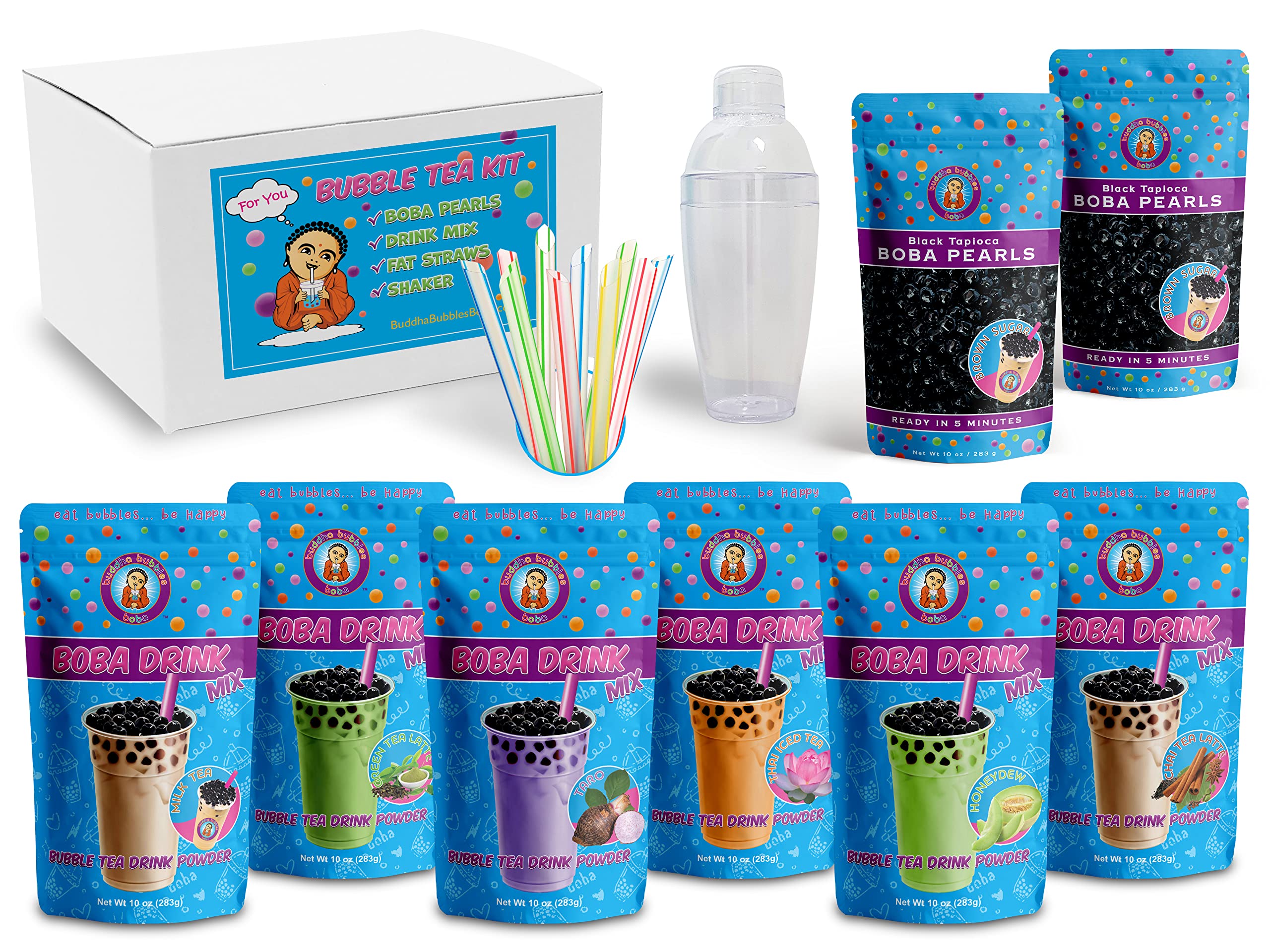 The Original ULTIMATE DIY Boba/Bubble Tea Kit, 60+ Drinks, 6 Flavors, Boba  Pearls, Straws and Shaker (CLASSIC)