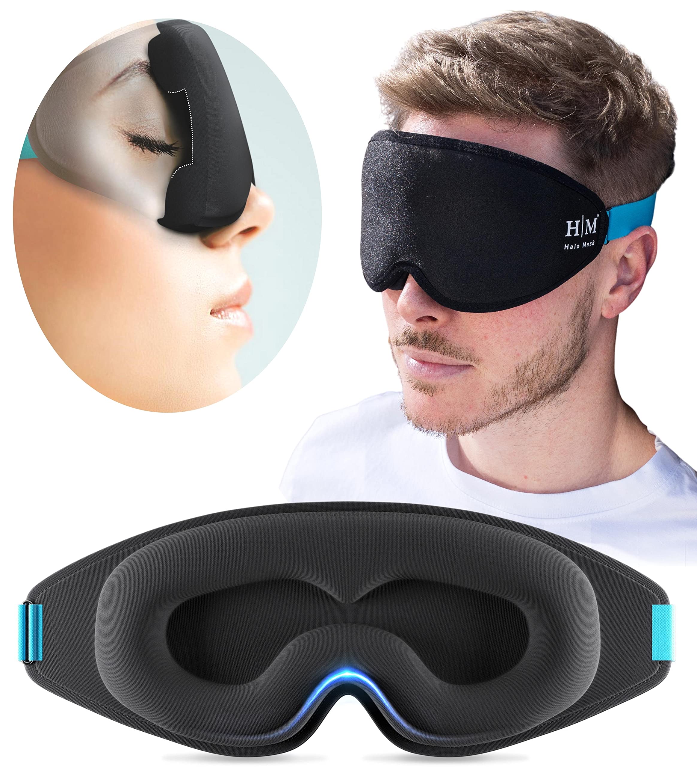 Halo Sleeping Mask for Women and Men- 3D Sleep Mask for Men - Blackout Eye  Mask for