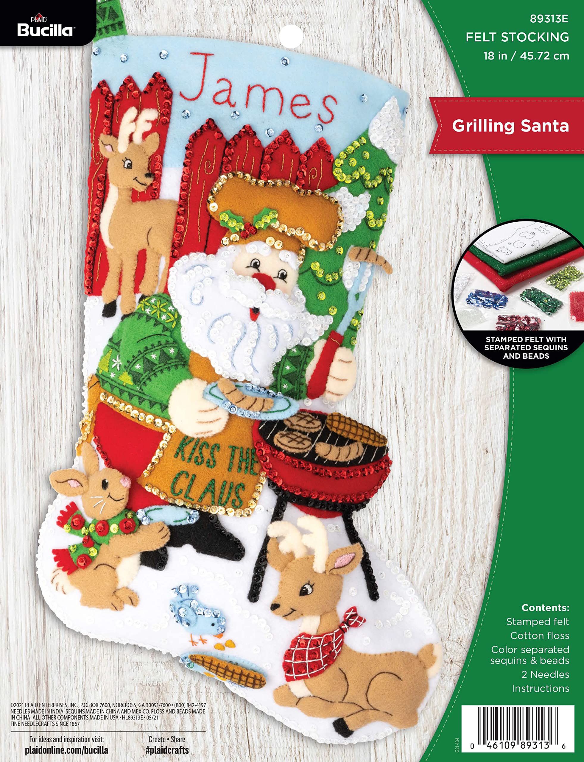 Bucilla Felt Stocking Applique Kit 18 Long-North Pole Santa, 1