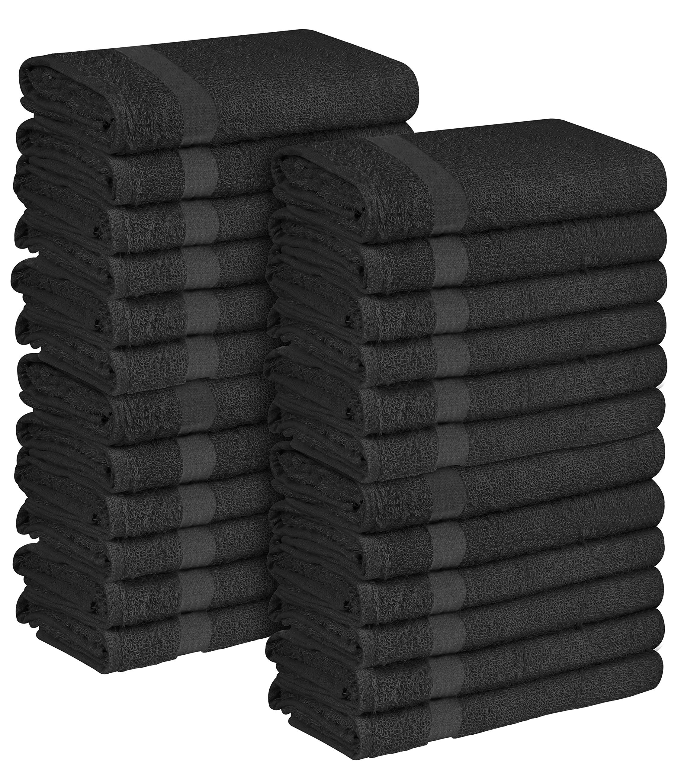 ZOYER Cotton Salon Towels (24Pack Black) Not Bleach Proof Gym Towel