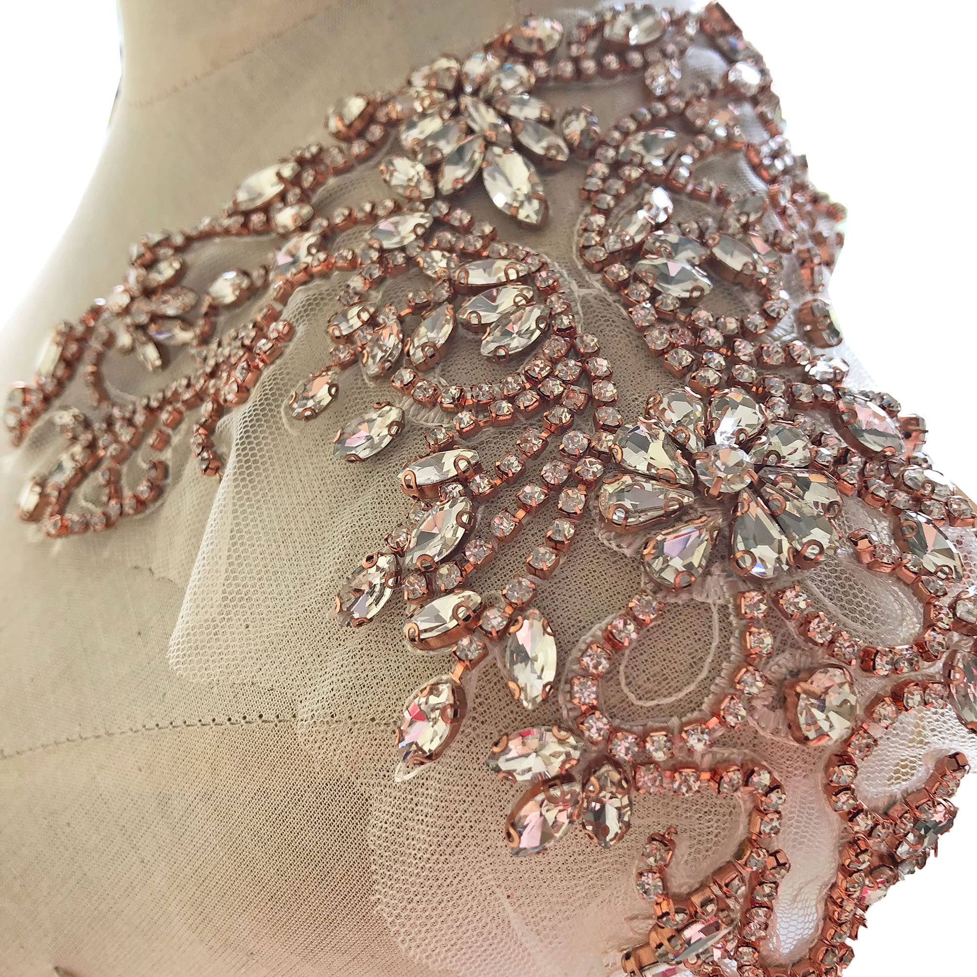 Sparkle Rhinestone Applique Wedding Dress Accessories Beaded Patch