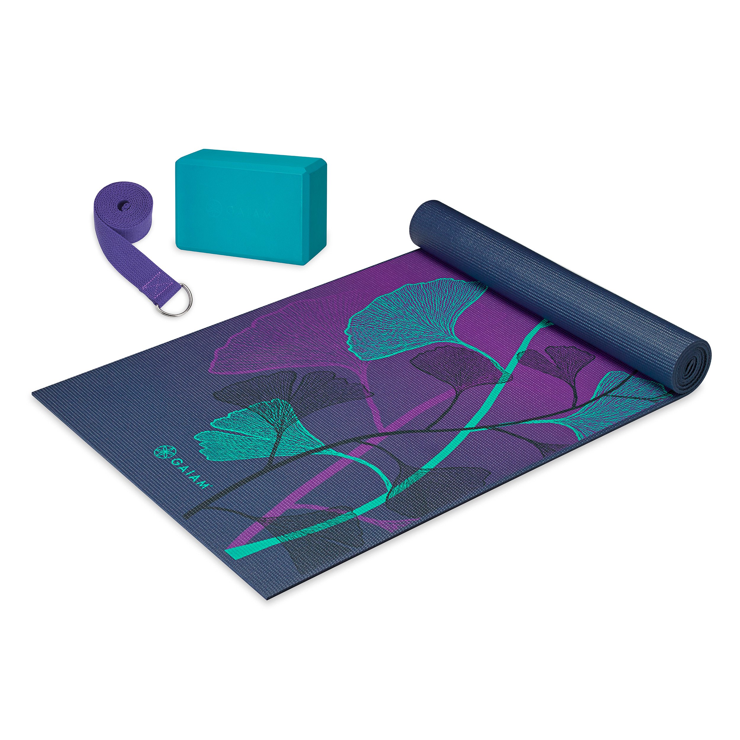 Gaiam Beginner's Yoga Starter Kit Set (Yoga Mat, Yoga Block, Yoga
