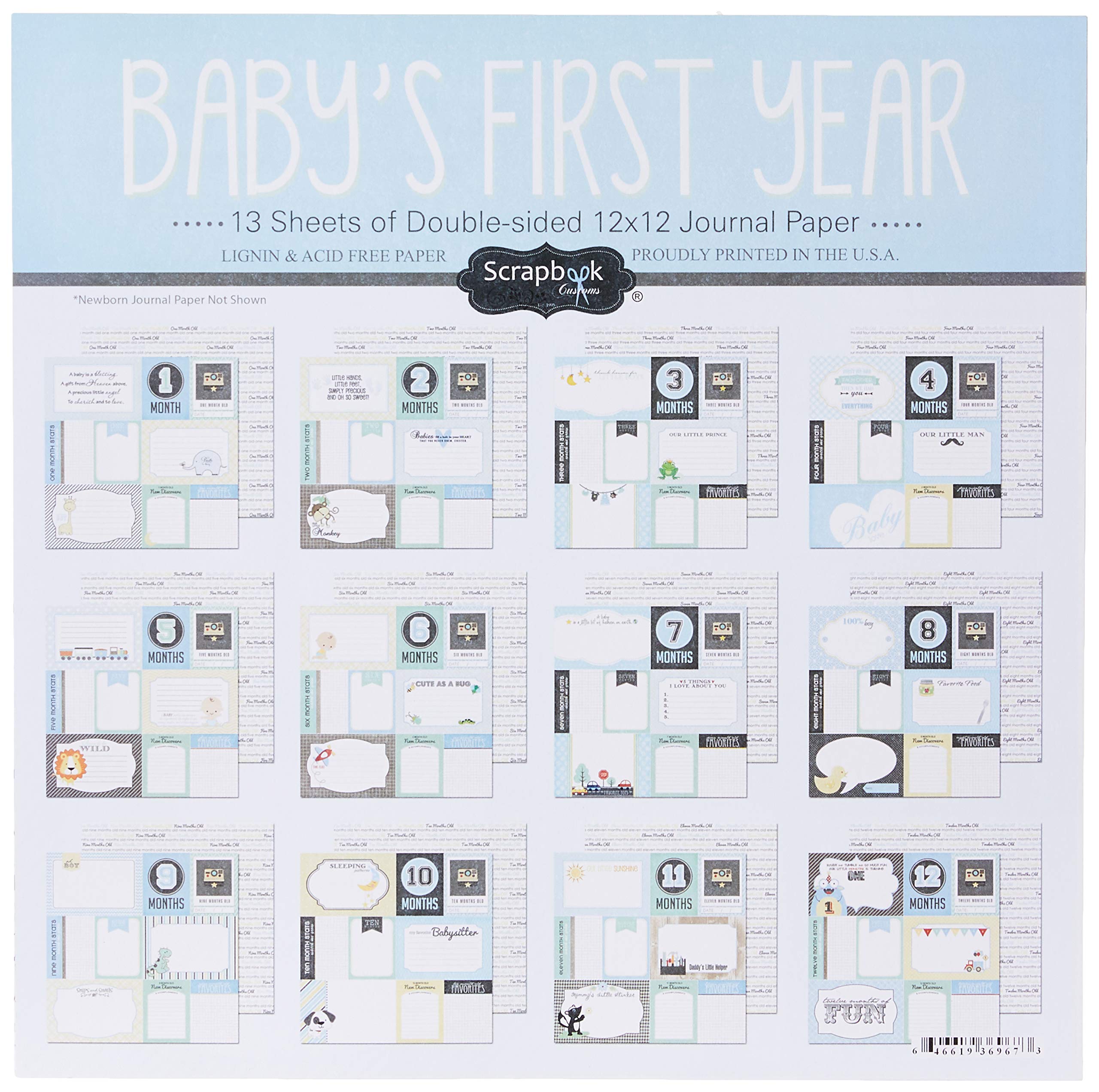 Scrapbook Customs 36967 Baby Boy First Months Scrapbooking Kit