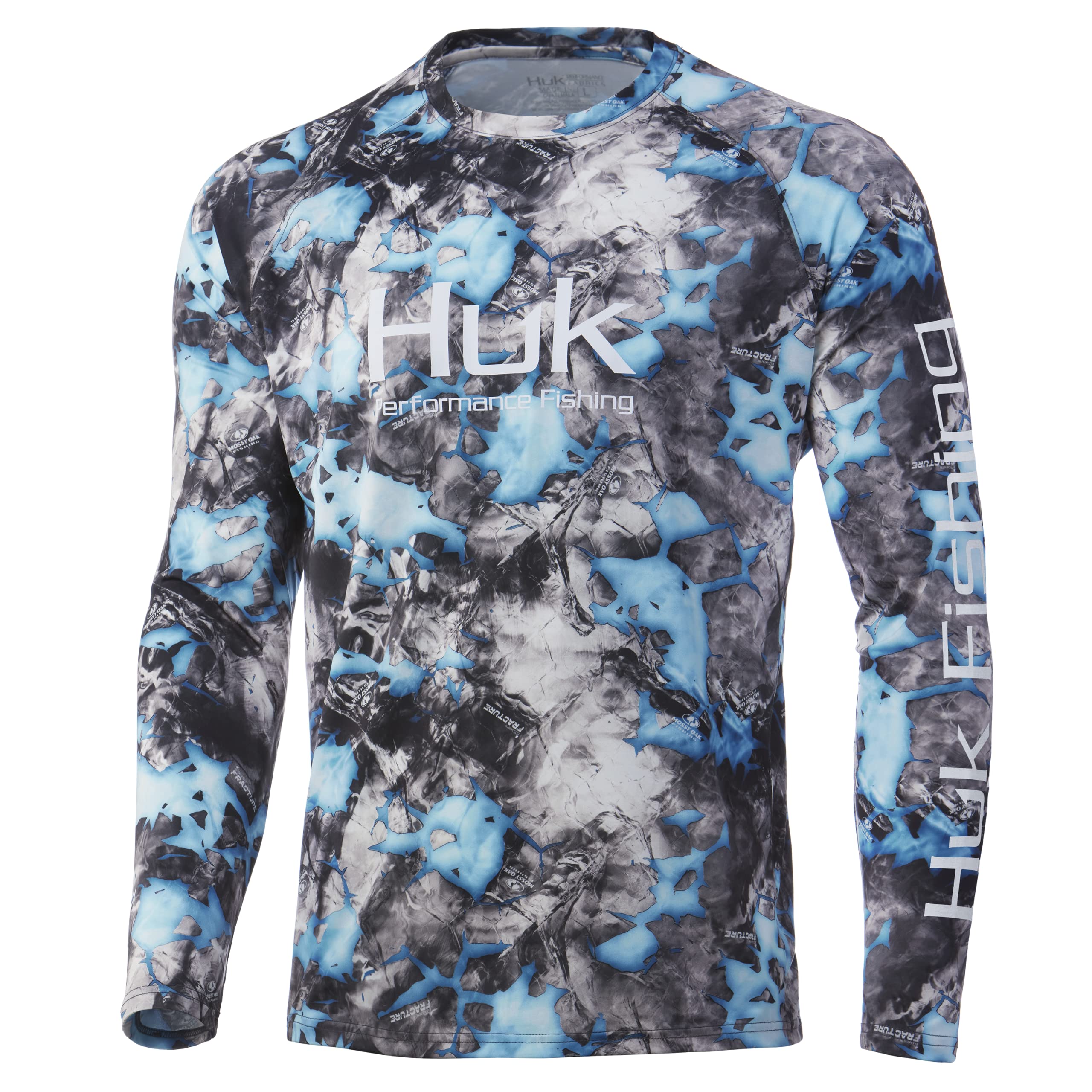 HUK Men's Pursuit Camo Vented Long Sleeve 30 UPF Fishing Shirt Mossy Oak  Lightning XX-Large