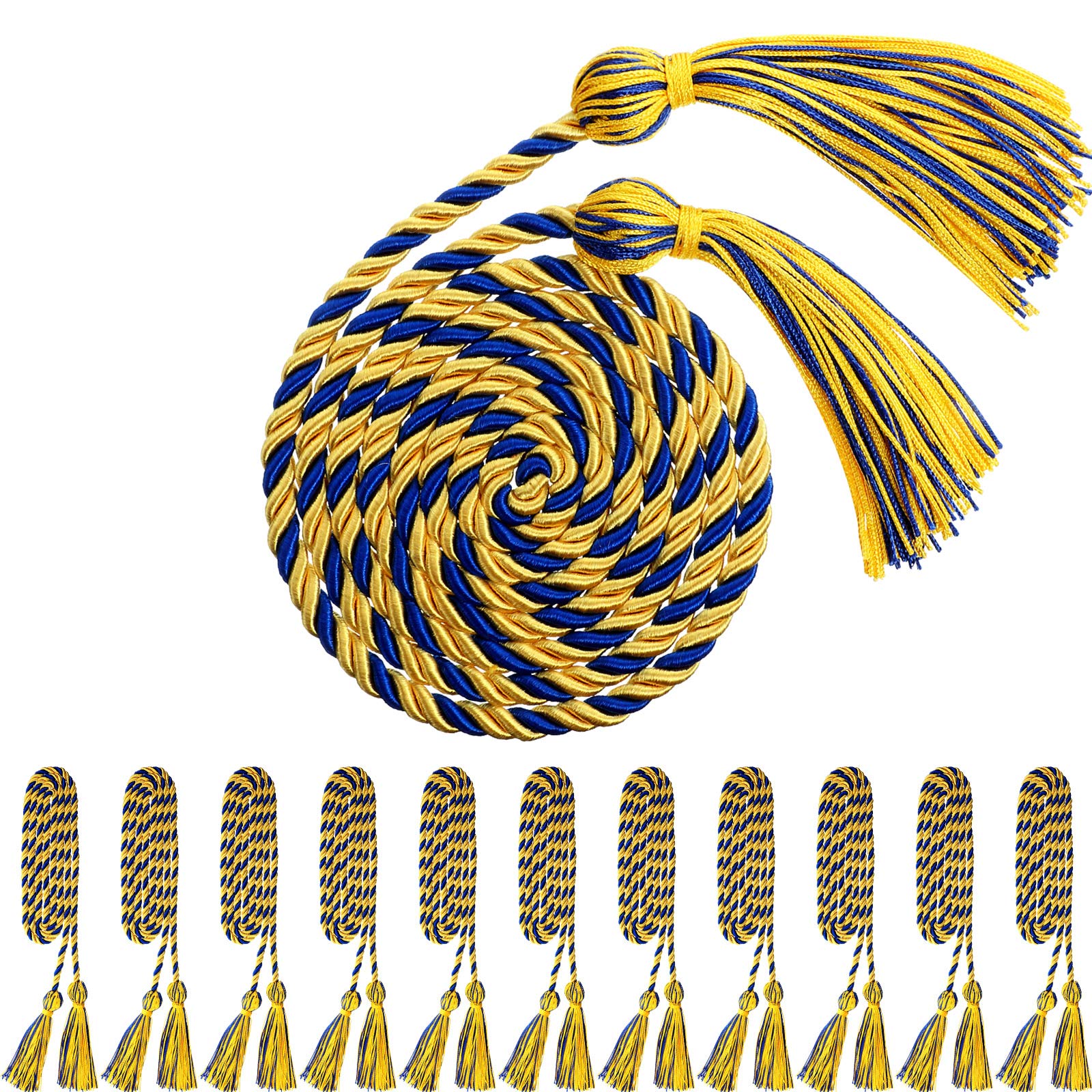 12 Pieces Gold Honor Cord Graduation Tassel Honor Cord for Grad Days and  Student (Blue and