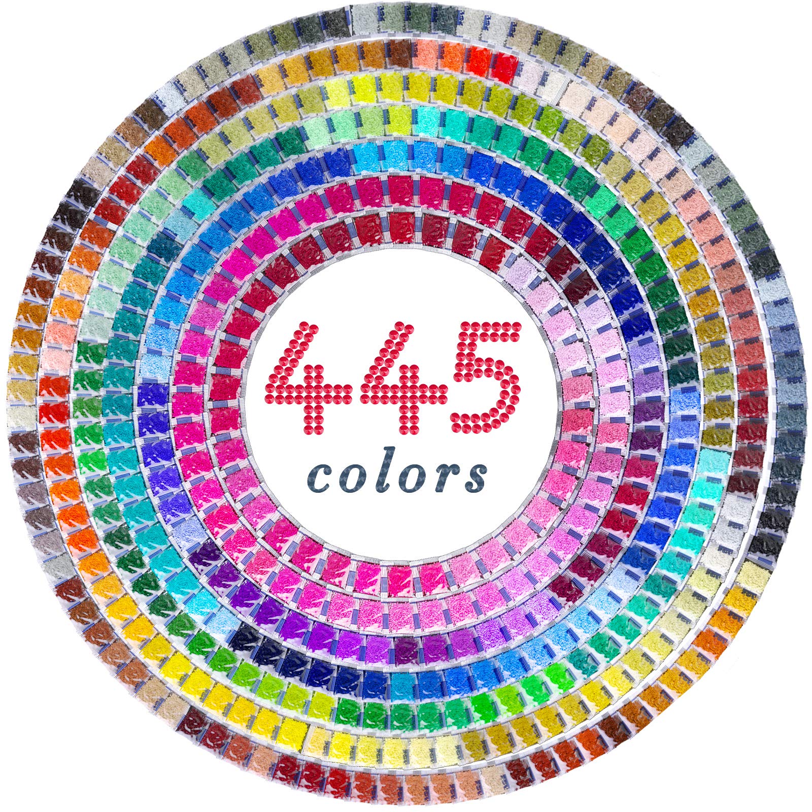 ARTDOT 5D Diamond Painting Beads 445000 Pieces 445 Colors Round Drills  Diamond Art Accessories Gem Art Nails Crafts (1000pcs per Bag)