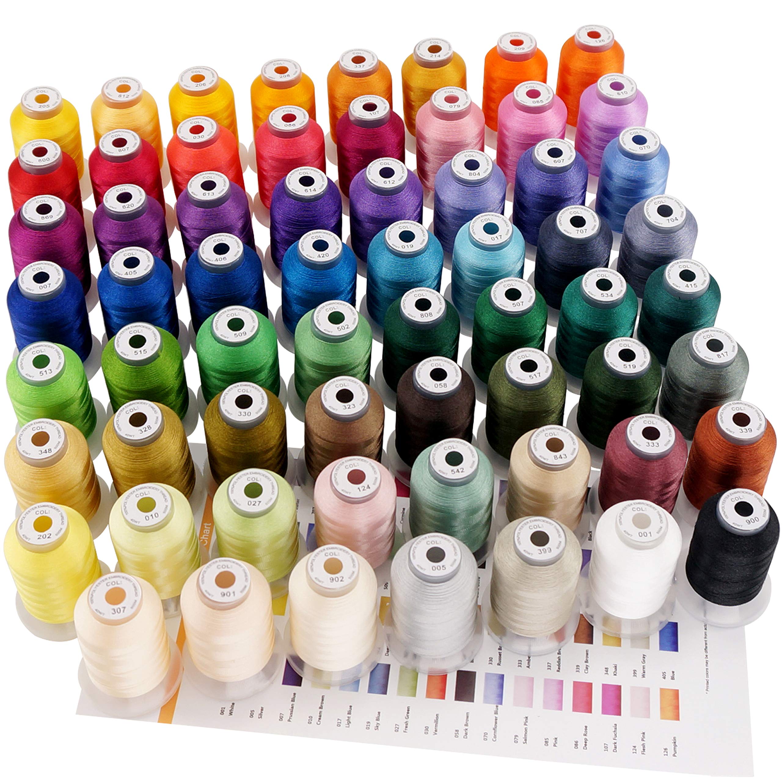 New brothreads 63 Brother Colors Polyester Machine Embroidery Thread Kit  500M Each for Home-Based Embroidery and Sewing Machine