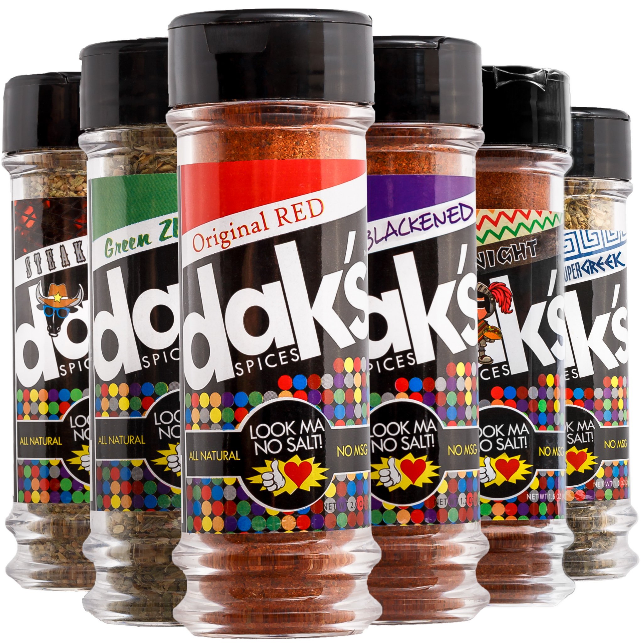 DAK's Spices BEST SELLERS 6 PACK - 100% Sodium Free! Spice and seasoning  for steak, poultry, fish, veggies containing 0% SALT! FREEDOM from Salt,  Low