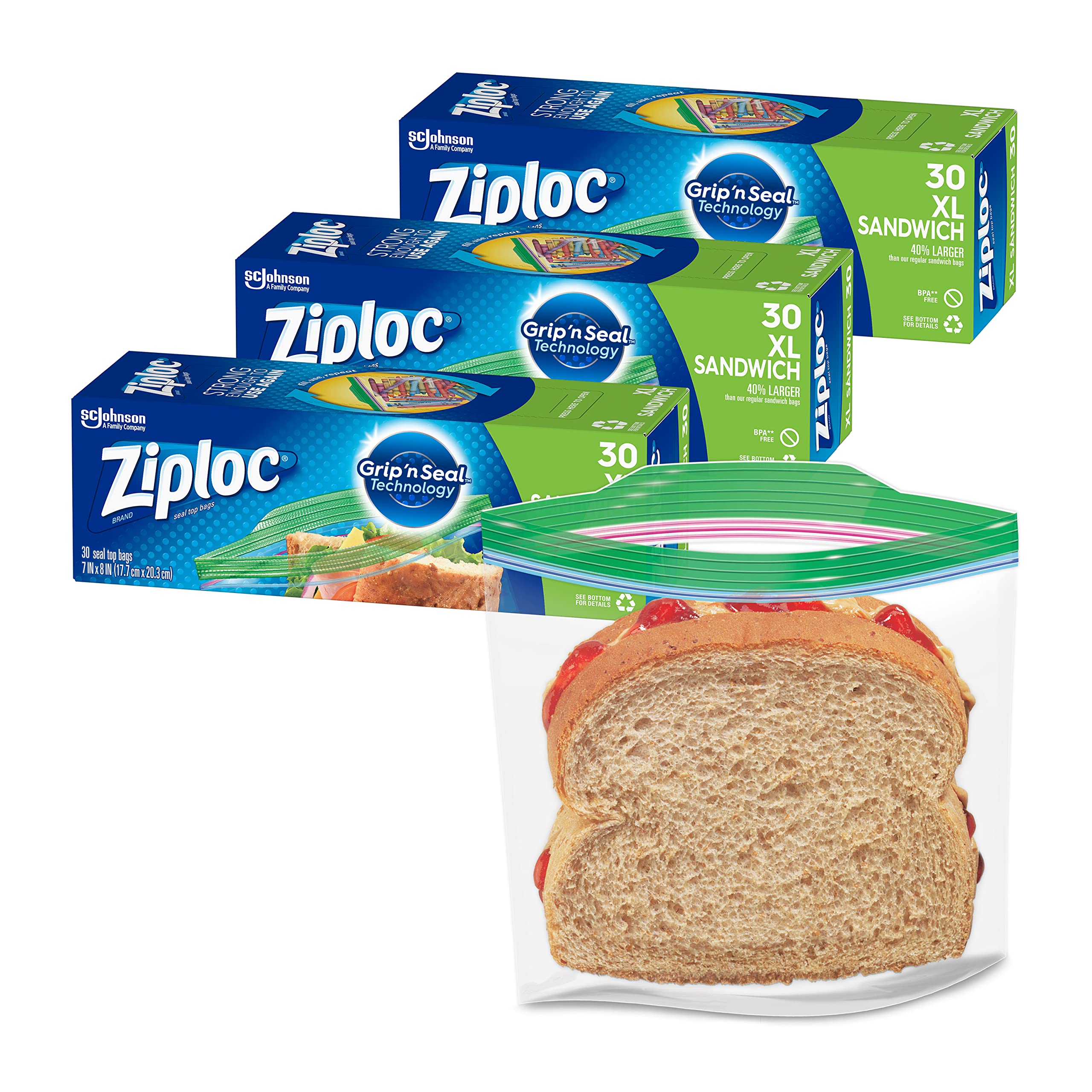 Ziploc Seal Top Sandwich Bags Quart Size 24 Count 