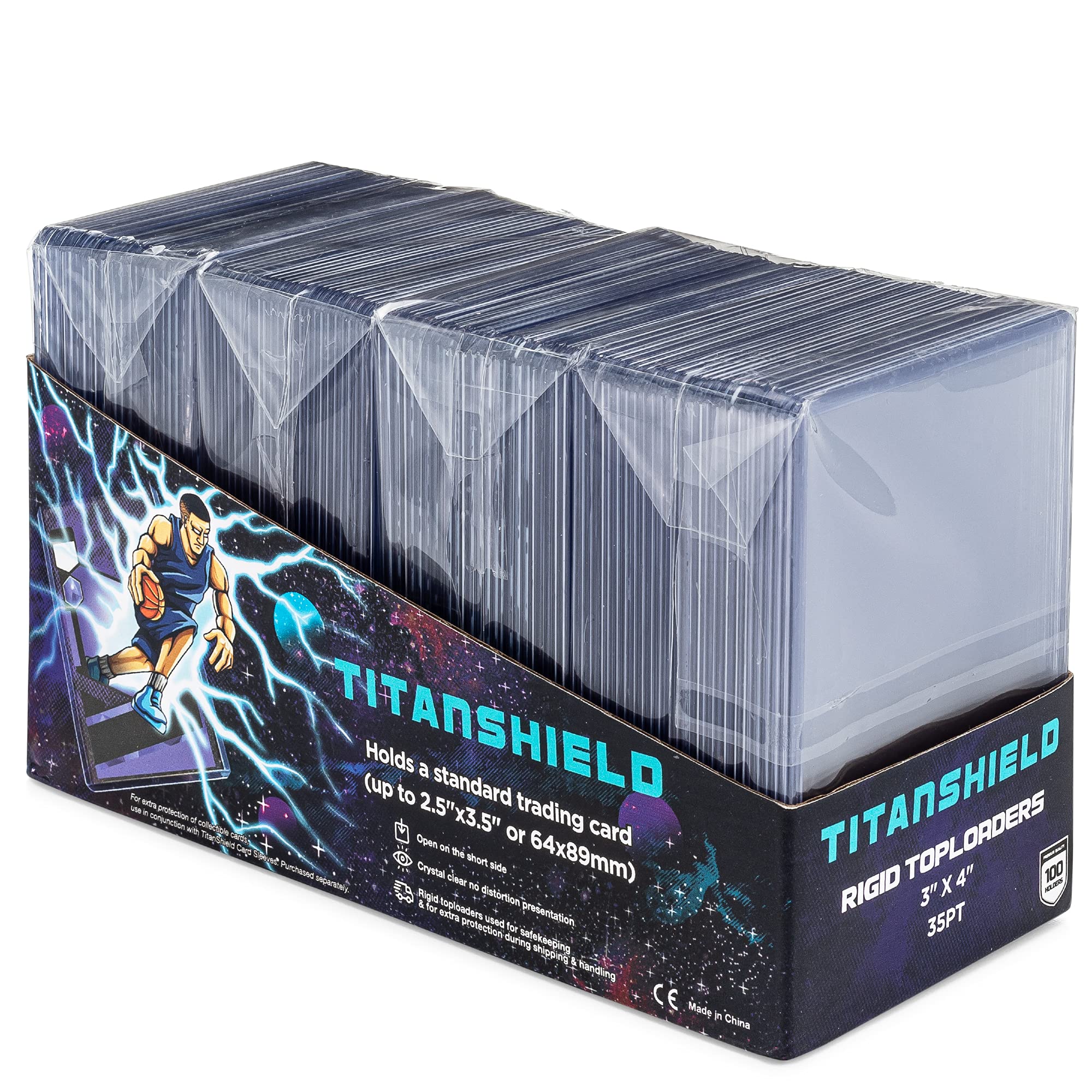 TitanShield 3 x 4 Platimum Quality Seamless Toploaders Top Loader Sleeves  for Collectible Trading Cards (100 ct.)
