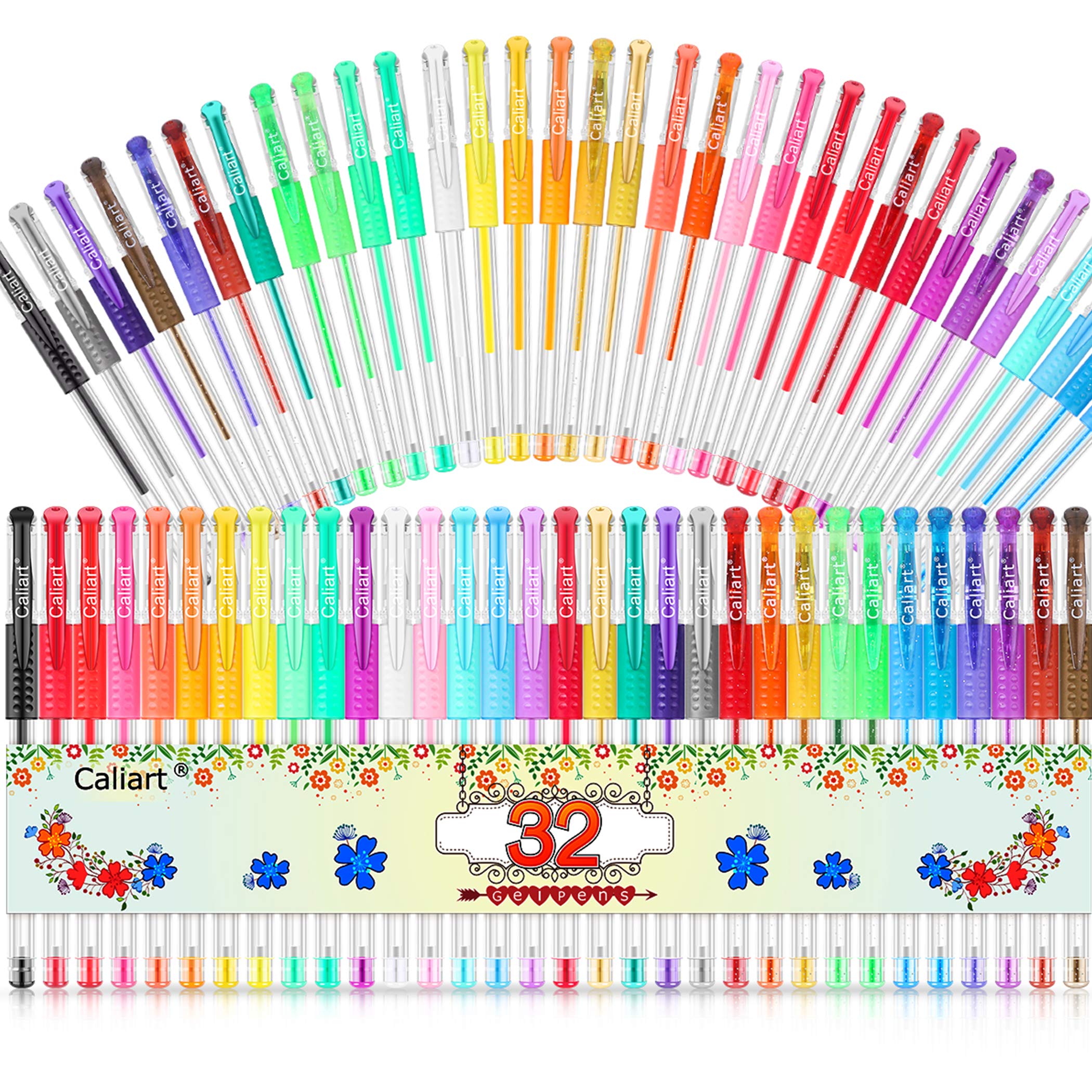 Caliart Gel Pens 32 Colors Gel Pen Set 40% More Ink Colored Gel Markers  Fine Point Pens for Kids Adult Coloring Books Drawing Doodling Crafting  Journaling Scrapbooking