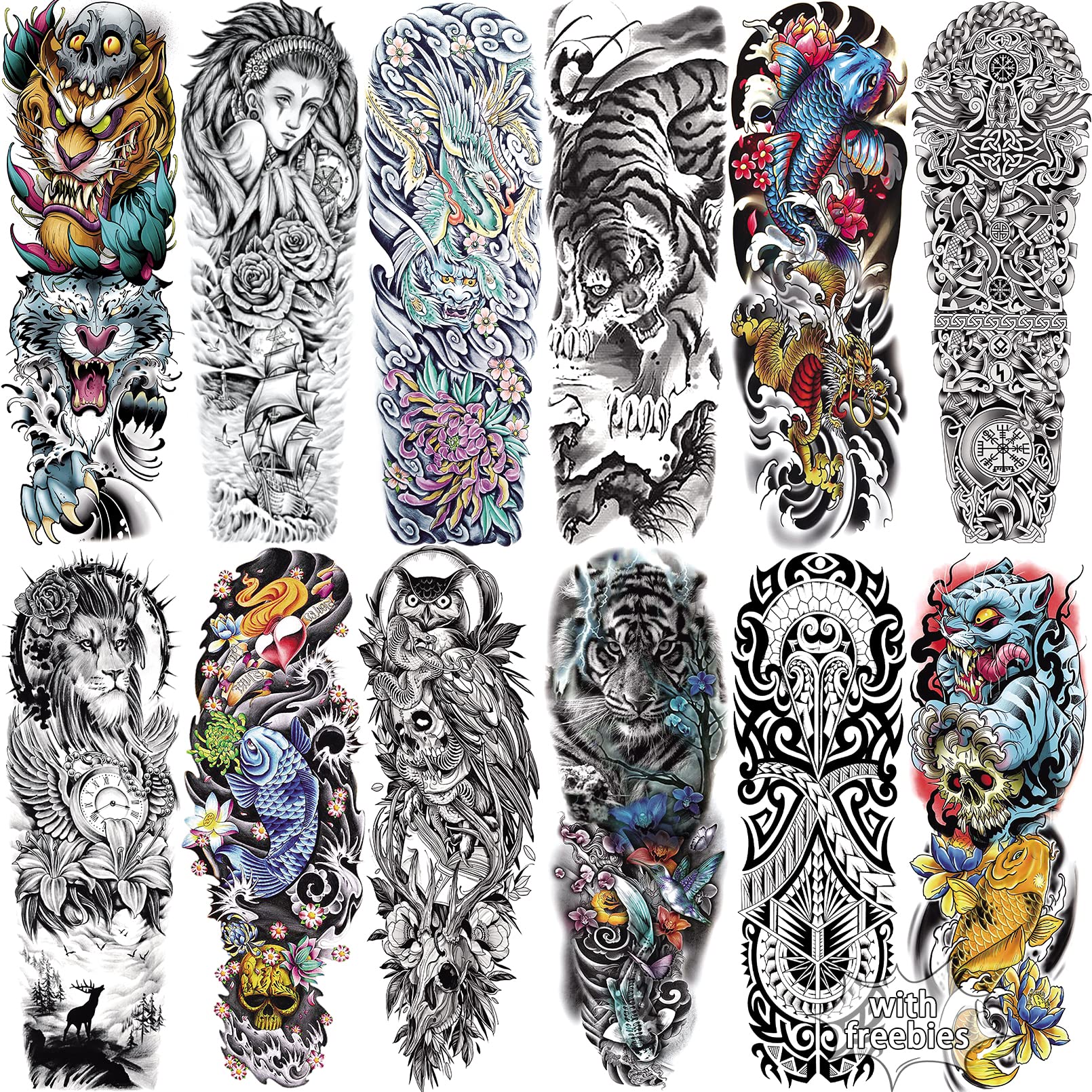 Aresvns Japanese Temporary Tatttoo for Men and women , Sleeve tattoo ...