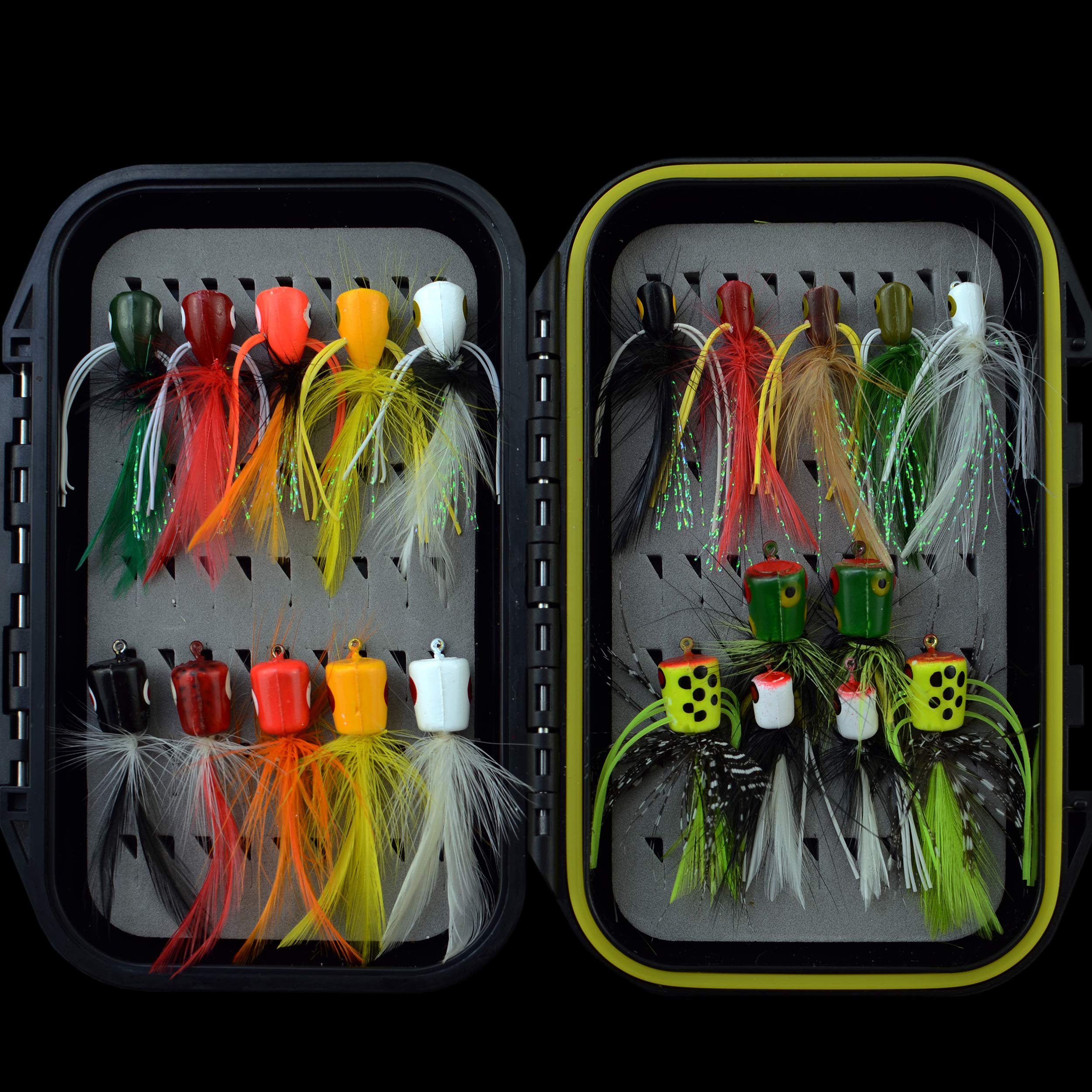 YAZHIDA Fly Fishing Flies Kit /Trout/Salmon/ bass Flies Streamers . Dry/Wet  Flies.Nymphs, ,Fly Poppers (