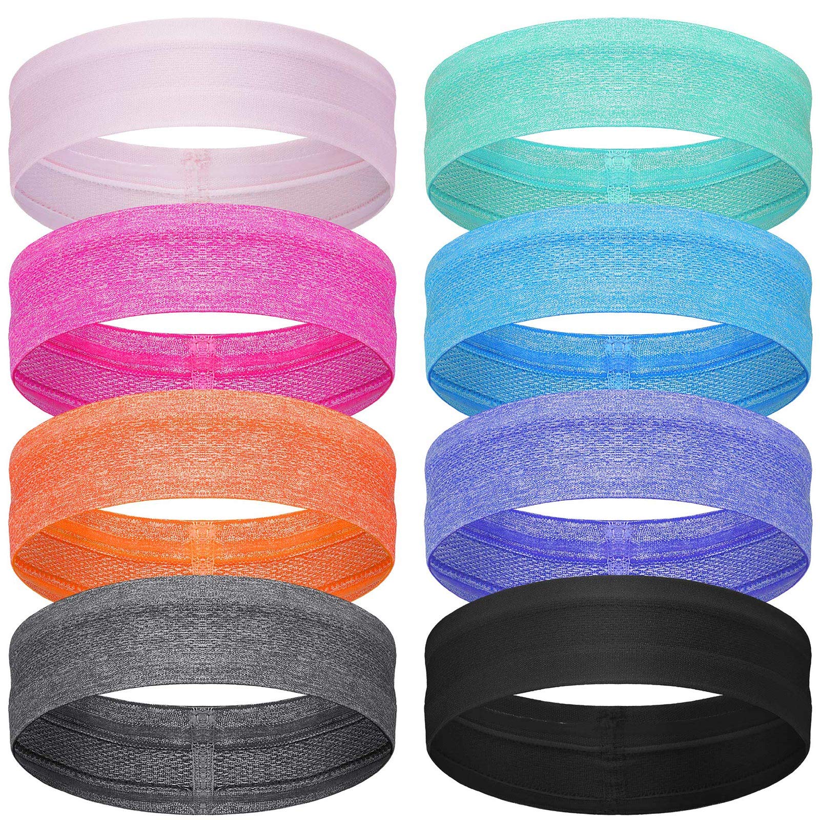 8 Pieces Sweatbands Non Slip Headbands Stretchy Running Sports