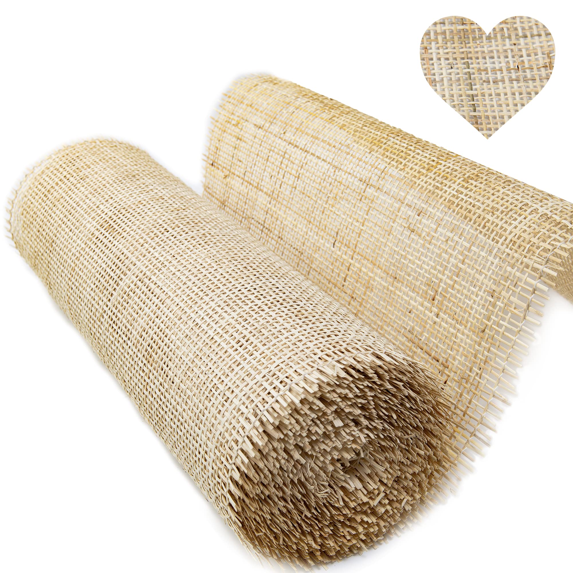 Discount Trends 24” Wide Natural Rattan Webbing Roll for Caning Projects - Woven Open Mesh for Caning Chair - Rattan Hexagon Cane Webbing - 24 x 36