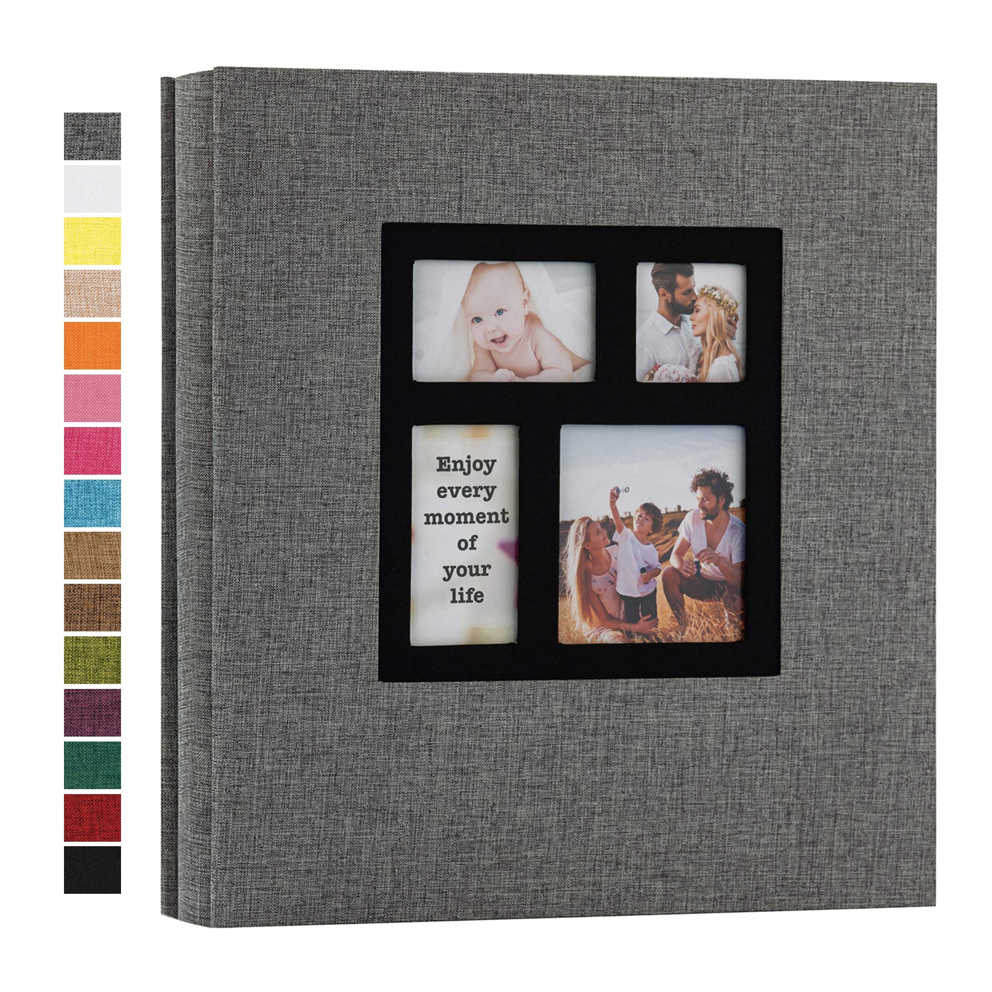 Linen 4x6 Photo Albums, Small Photo Album Holds 200 Pockets, Grey