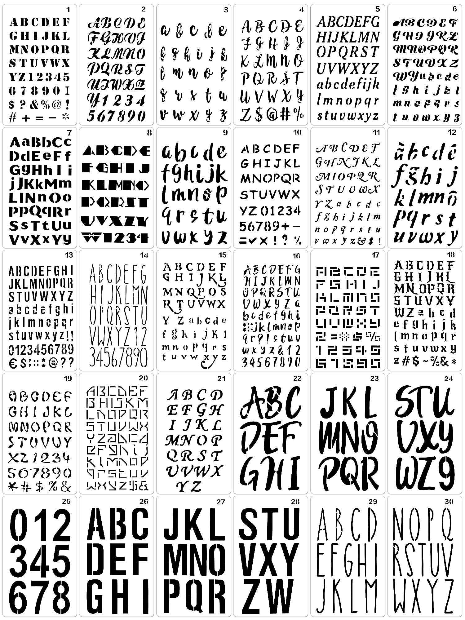 30 Pieces Letter Stencils for Painting 4 x 7 Inch Alphabet Journal Stencils  Reusable Plastic Letter
