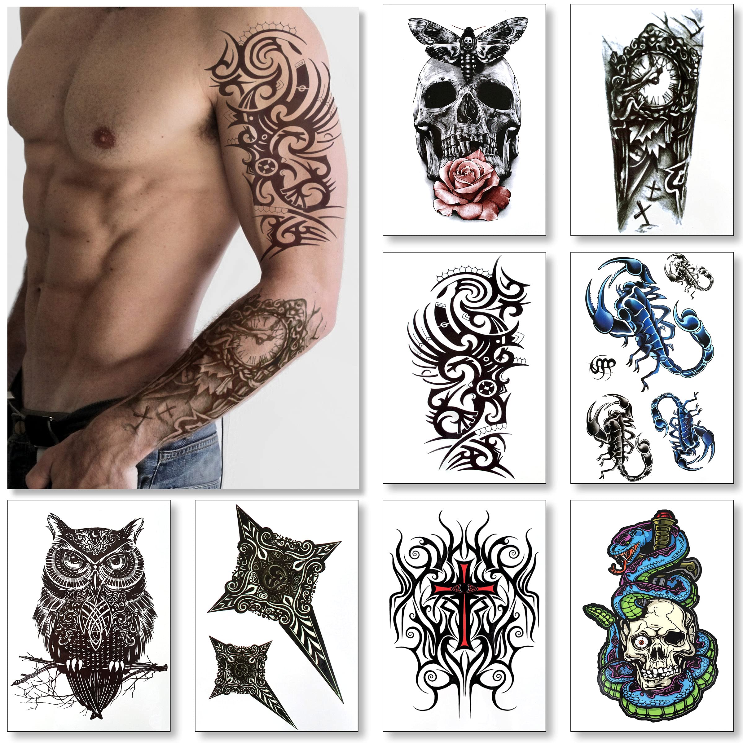 Large Black Tattoos Men Women Waterproof Big Temporary Tattoo Stickers  Dragon Darkness Wolf Full Back Fake Tattoo Cool 48*34cm - Temporary Tattoos  - AliExpress