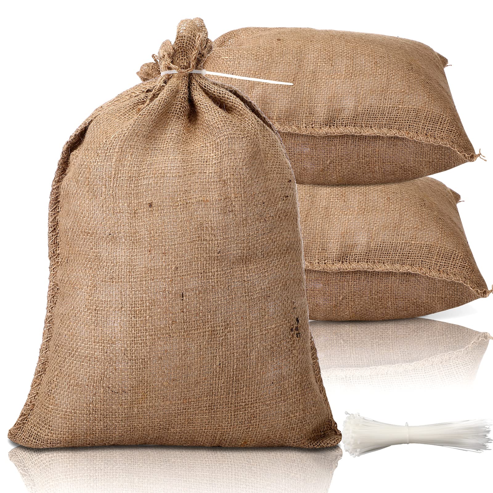 Shappy 10 Pieces Burlap Sand Bag 14 x 26 Empty Sand Bags with Solid Tie  Flood Control Bag Water Barrier Sandbag for Flooding Moving House,Tent  Sandbags, Store Bags