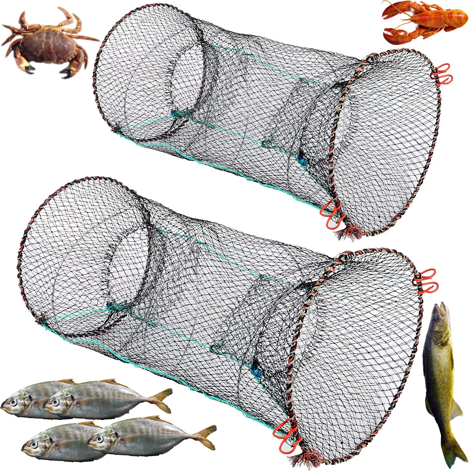 Nswdhy Fishing Bait Trap,2 Packs Crab Trap Minnow Trap Crawfish Trap  Lobster Shrimp Collapsible Cast