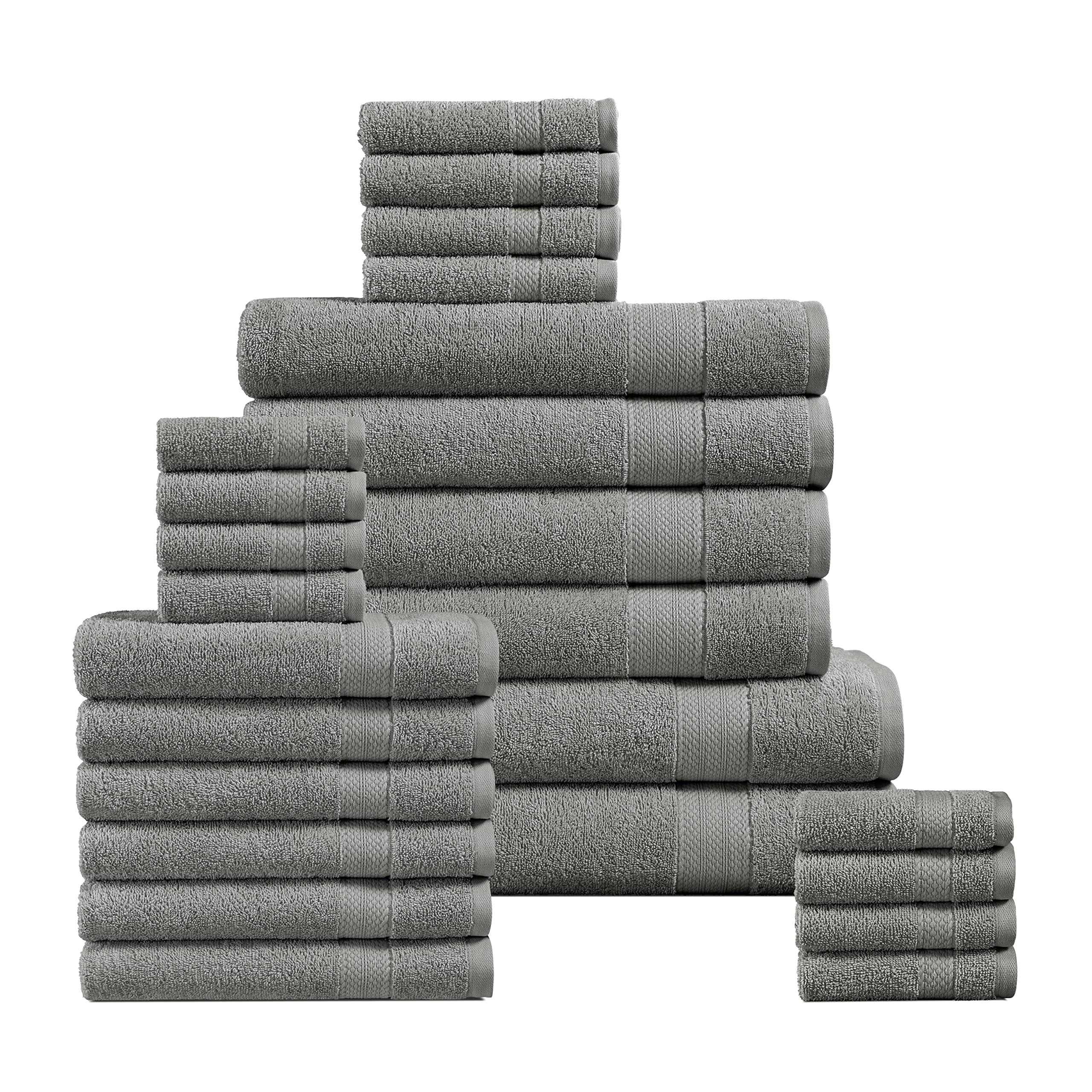LANE LINEN Cotton Bath Towels for Bathroom Set-18 PC 18 Piece Towel Set,  Grey