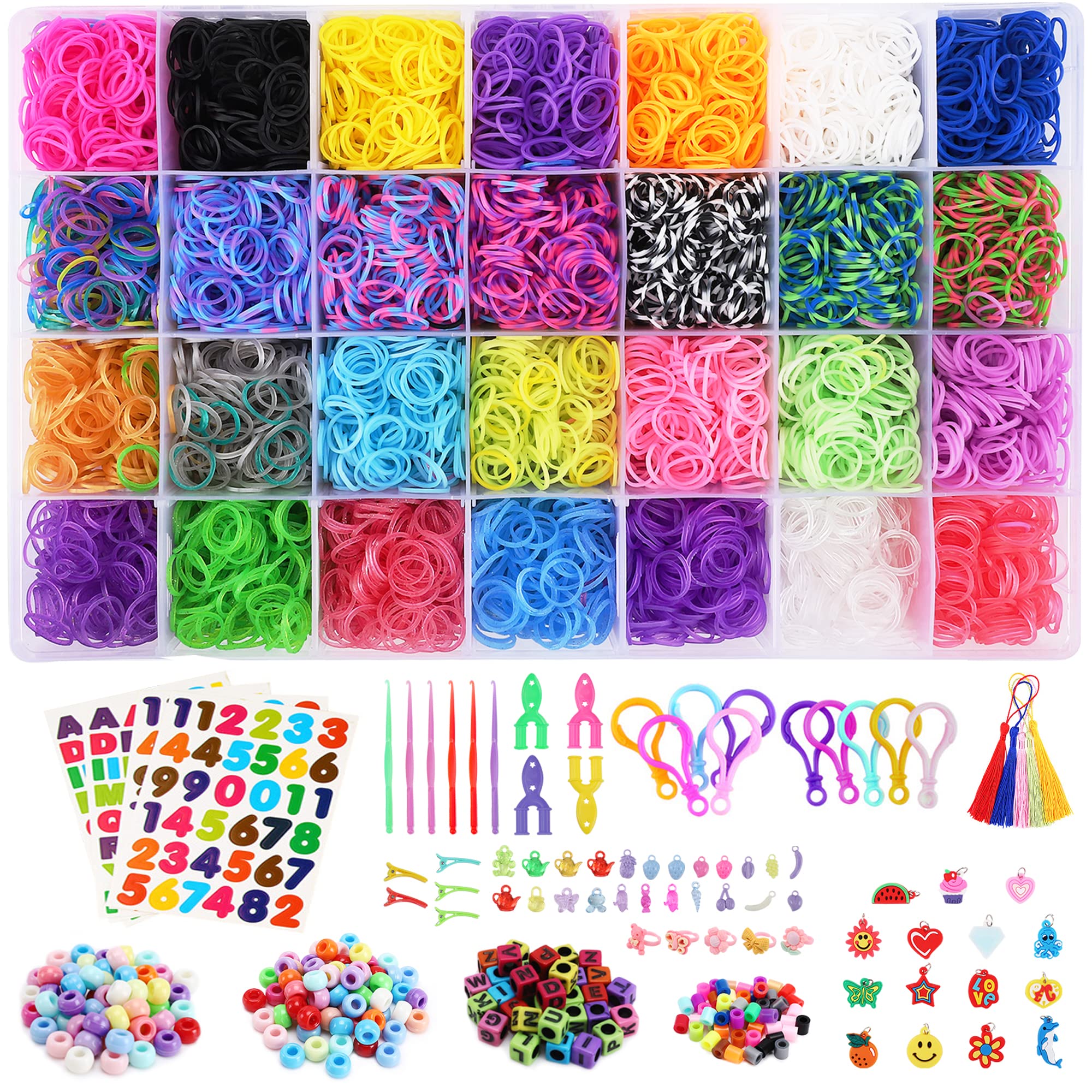 11,900+ Premium Rubber Bands Refill Loom Set, LauCentral 28 Colors Weaving  Wonder Loom Bracelet Making Kits with 600 Clips 200 Beads 25 Charms for  Kids Girls for Creativity Birthday Gift DIY Craft