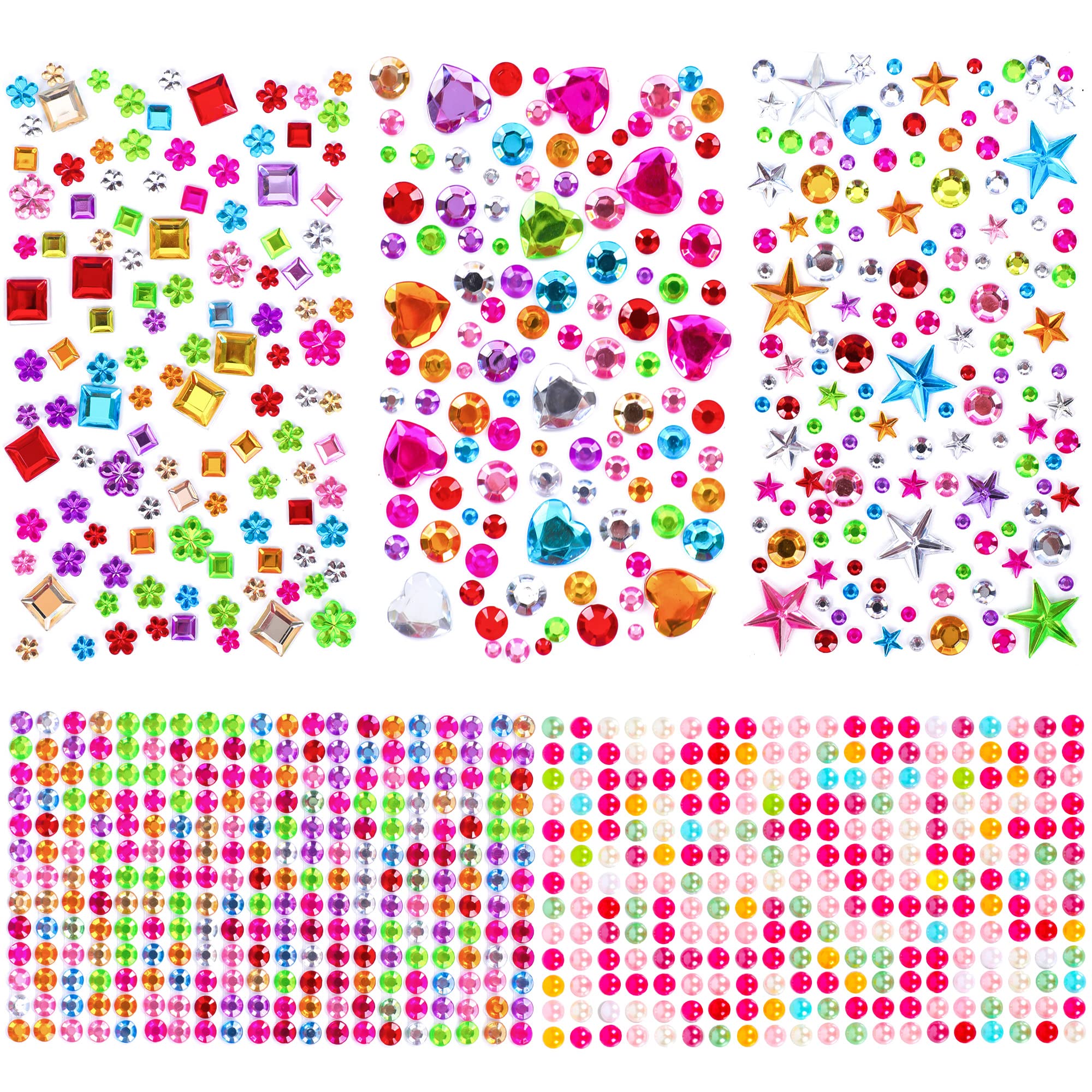 880pcs Gem Stickers Rhinestones for Crafts - Self Adhesive Jewels Stickers  Acrylic Gems DIY Craft Decorative Diamond