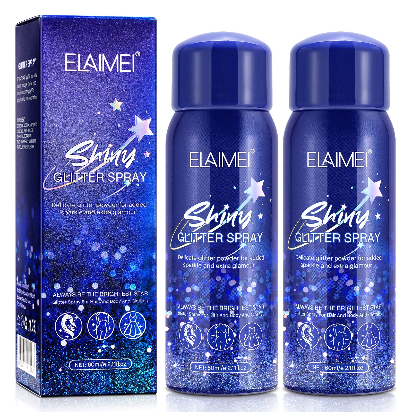 Body Glitter Spray 2 Pack Temporary