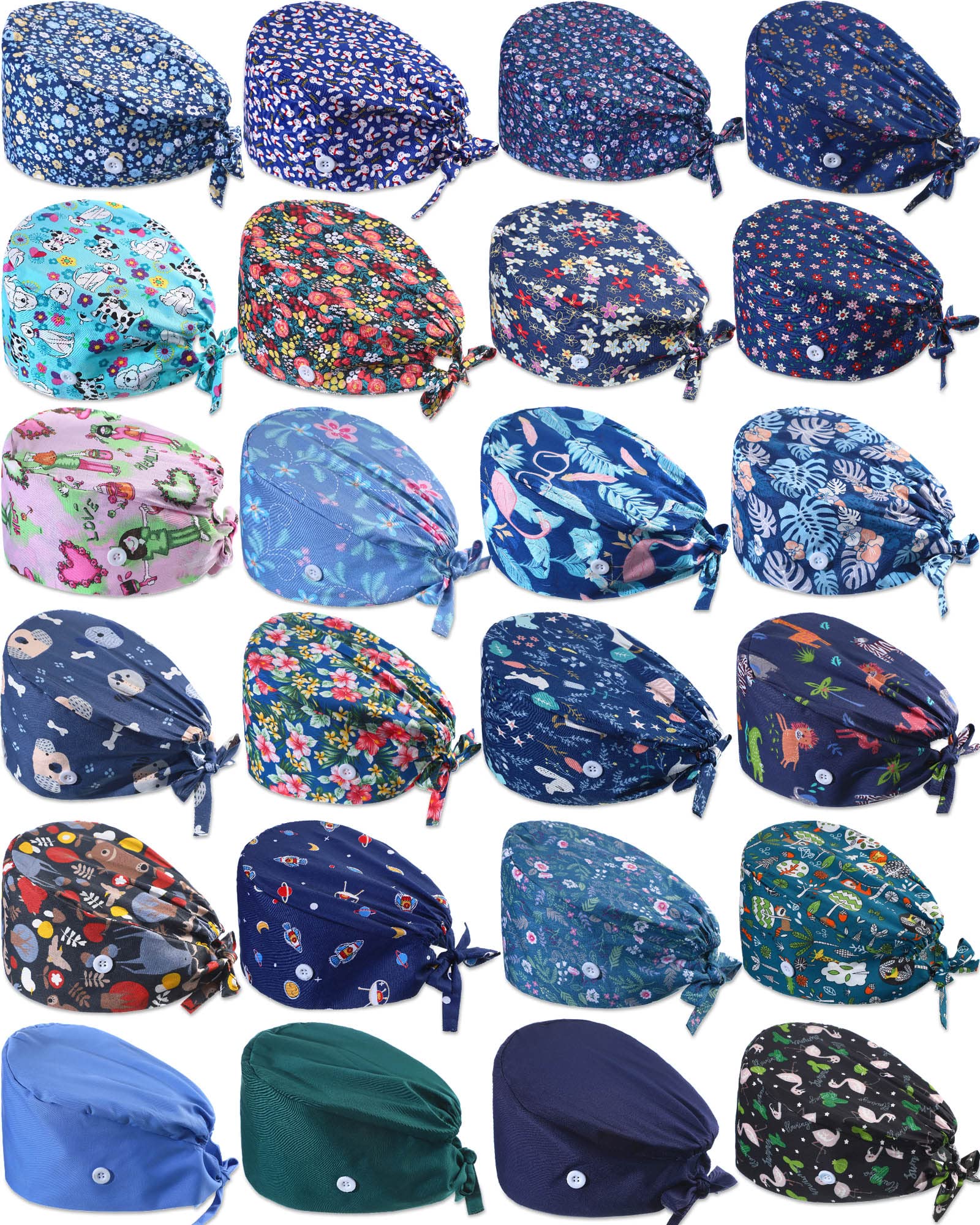 1PC Adjustable Cotton With Button Pattern Sweat Absorbing Working Cap Bouffant H