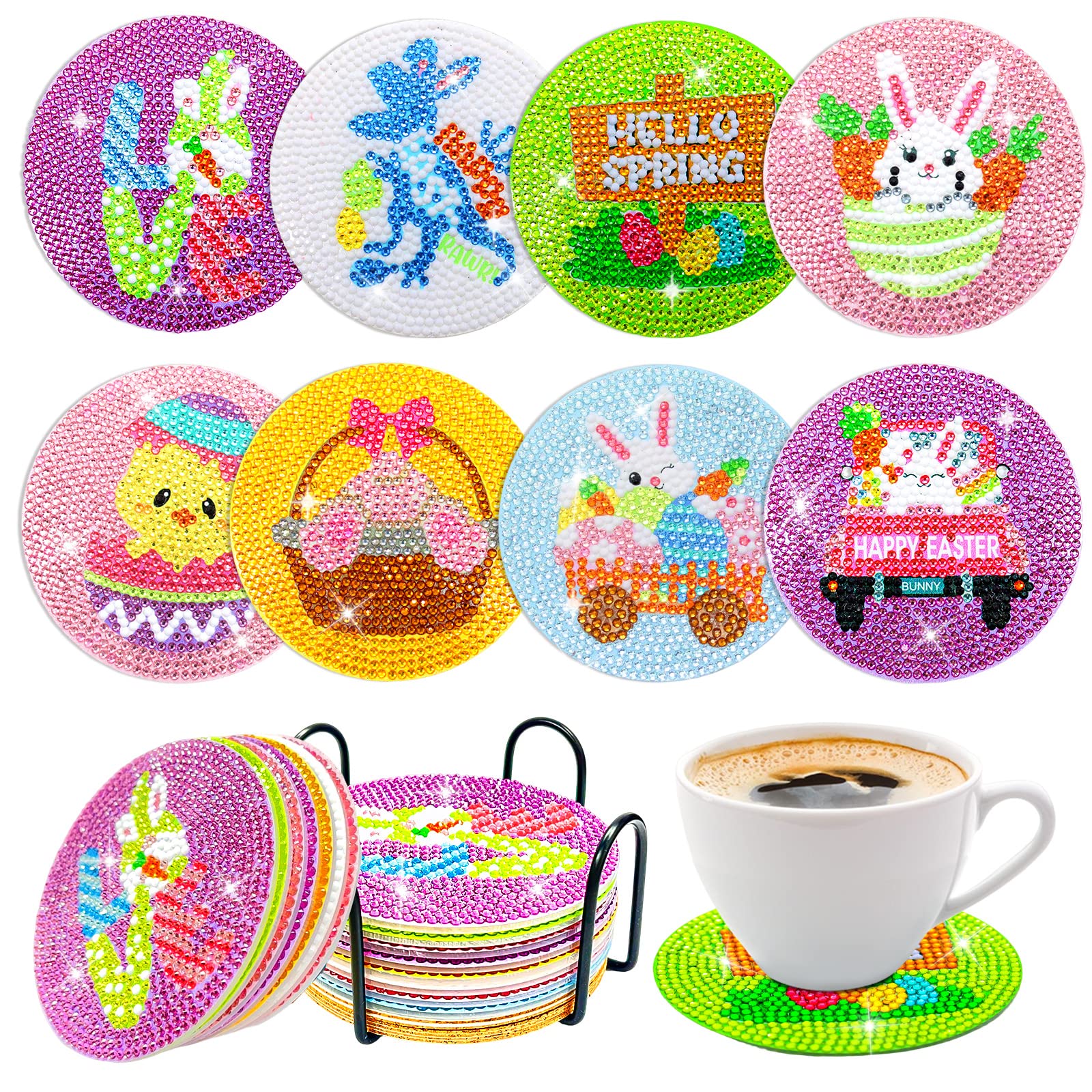 Mczan 8 Pcs Easter Diamond Painting Coasters with Holder Coasters DIY Diamond  Art Crafts for Adults Diamond Painting Art Coasters Kits and Crafts for  Adults Beginners & Kids - Easter Diamond Painting