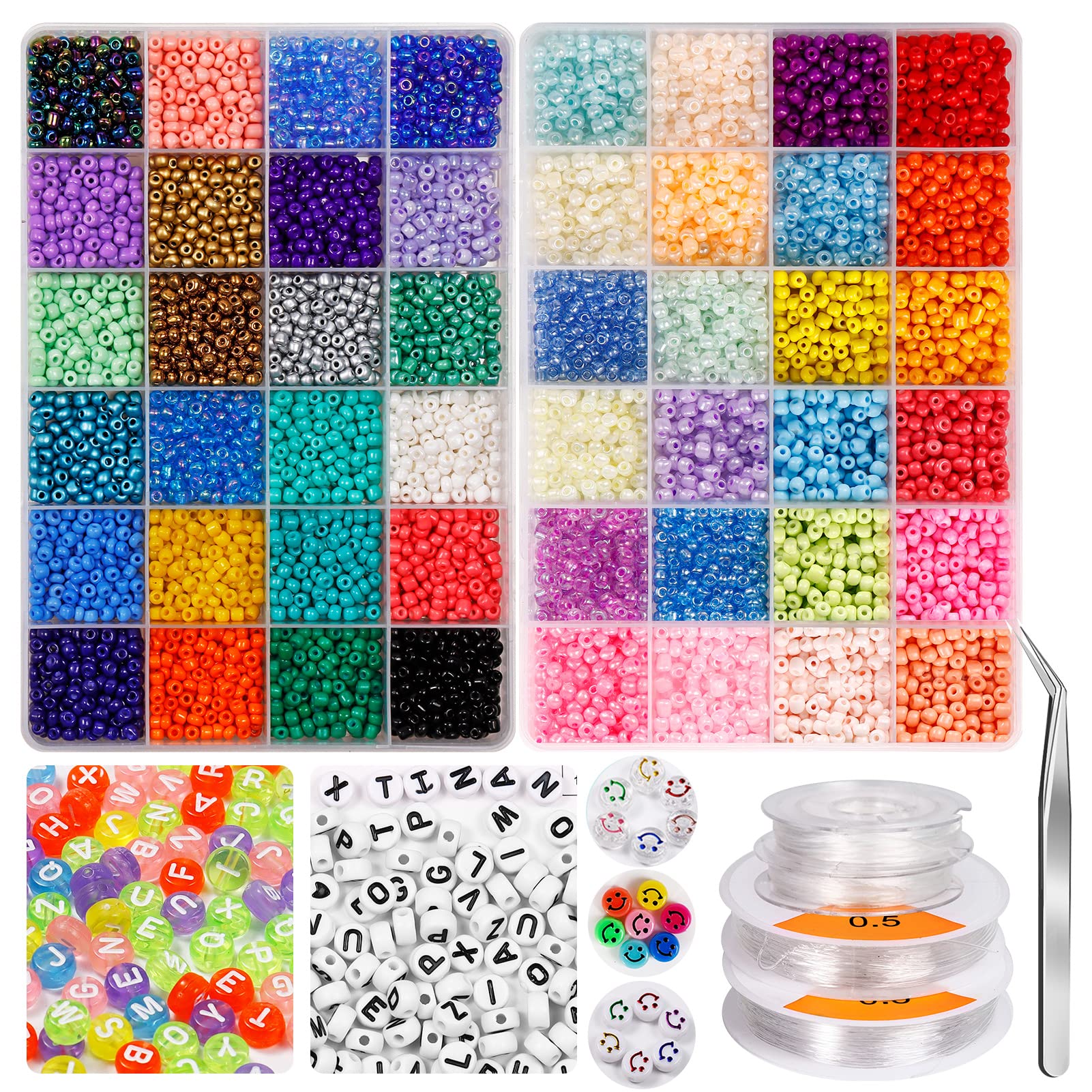 Feildoo 30g 6/0 4mm Glass Seed Beads for Jewelry Making, Bulk Tiny Round  Bead Colorful Beads Set for DIY Bracelet Earring Necklace Craft, N#024